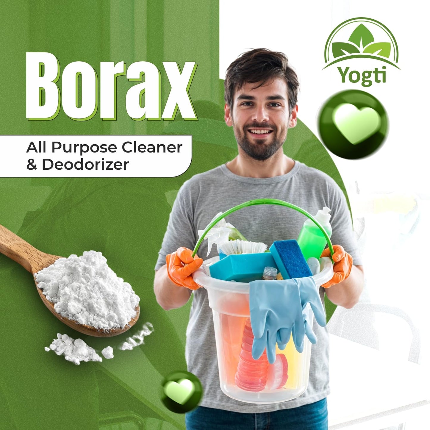 Yogti [Canadian Brand] Borax Powder Laundry Detergent Booster, Pure and Natural, All Purpose Household Cleaner - 4.54 kg