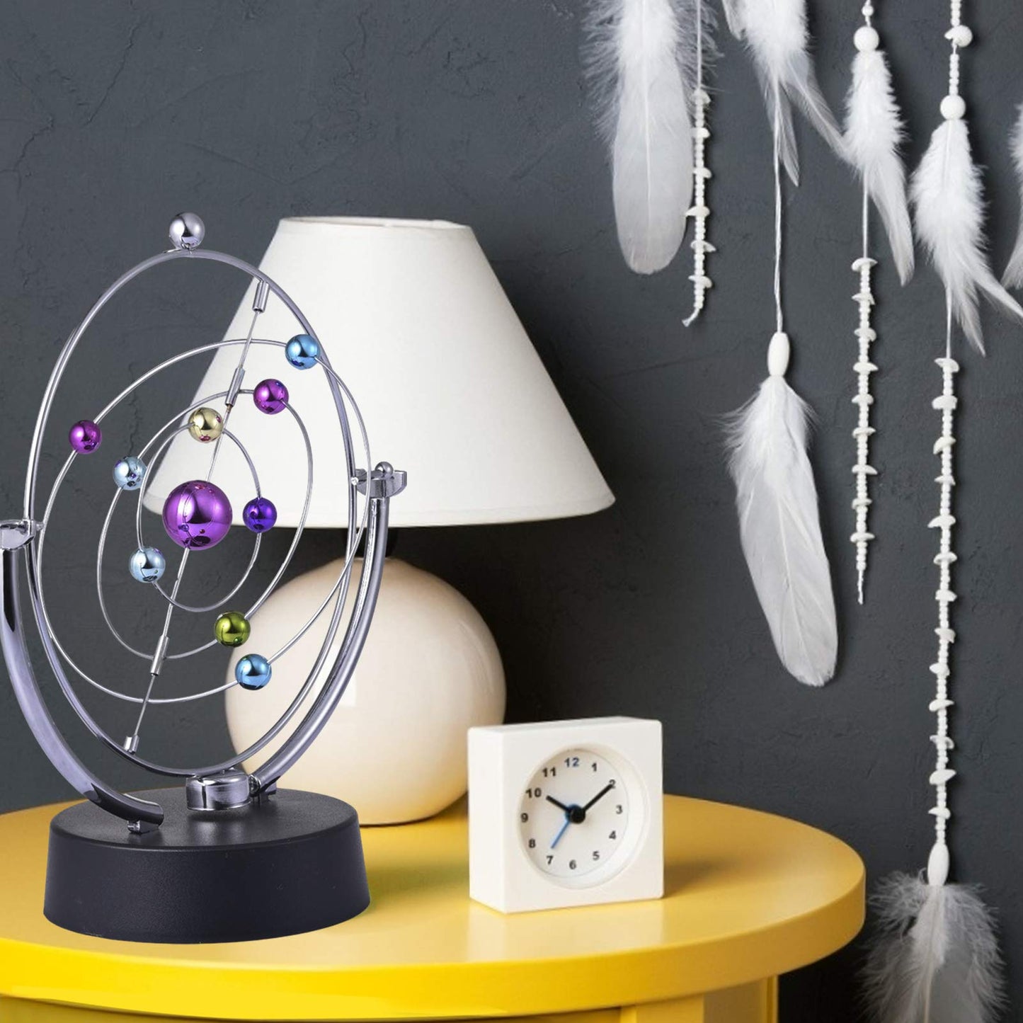Perpetual Motion Toy, Newtons Cradle Pendulum, Simulation Planet Orbit Milky Way Swing Kinetic Art Craft, Fun Physical Science Toys Celestial Annularity Model for Home Office Desk Decor (Solar System)