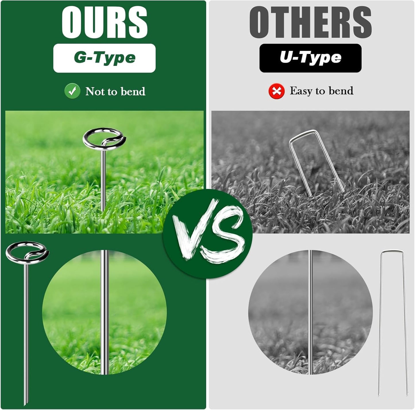 150Pcs Circle Top Landscape Staples Heavy-Duty Landscape Staples 6 Inch Galvanized Garden Stakes Yard Lawn Spikes for Plant Cover, Tent, Weed Barrier Fabric, Turf, Inflatable and Outdoor Decoration