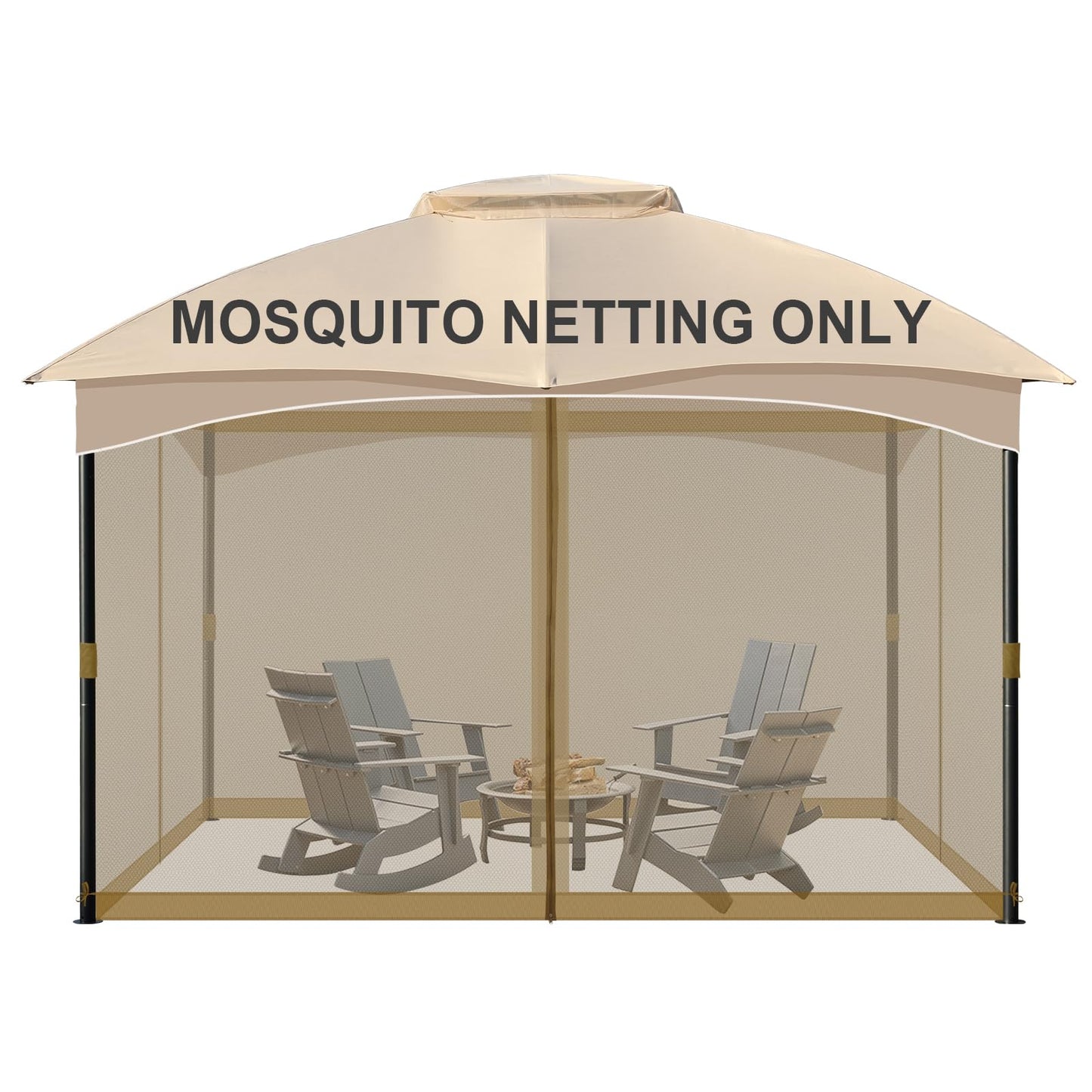 COWVIE Gazebo Replacement Netting Screen, 10' x 12' Universal Gazebo 4-Panel Mosquito Sidewalls with Double Zippers for Outdoor Patio (Only Netting)