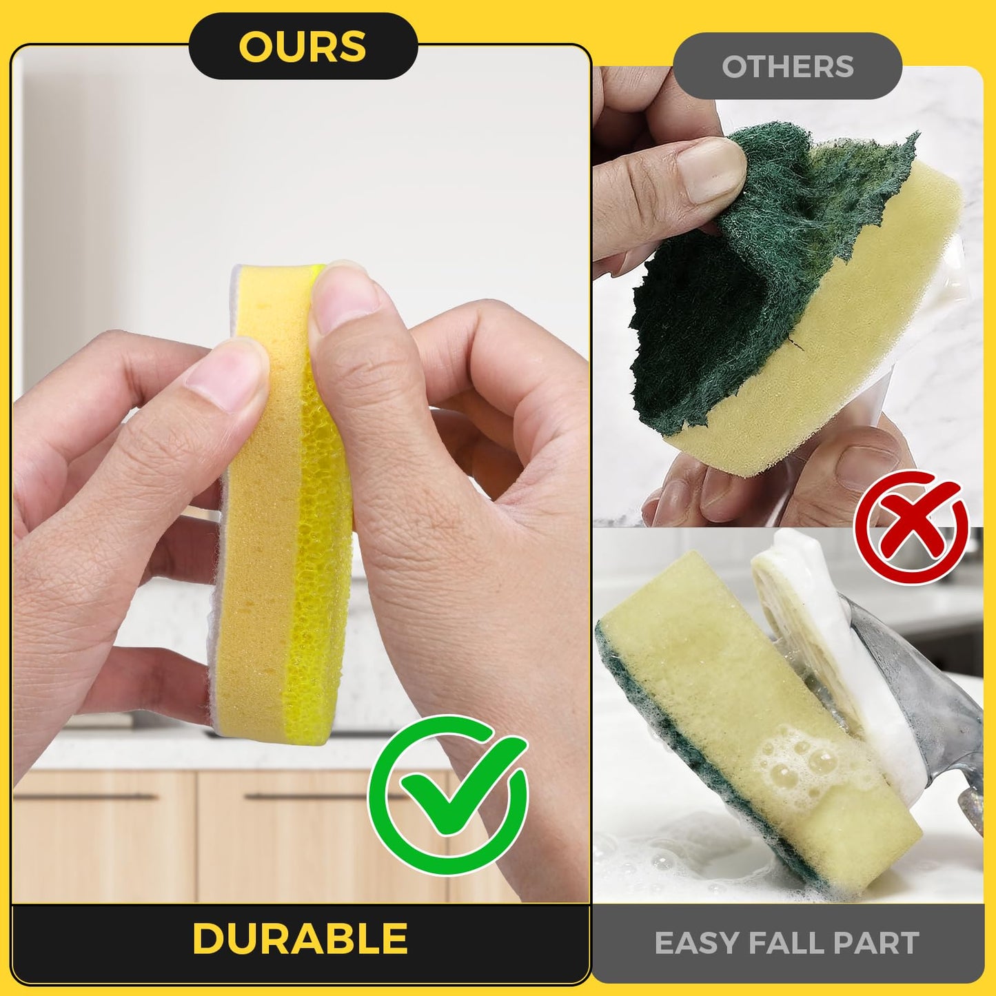 20 Packs Dish Wand Sponge Refills for Scrub Daddy Dish Daddy, Scrub Brush Replacement Heads, Dish Brush Replacement Head for Kitchen Cleaning, Yellow (Only Sponge Heads)