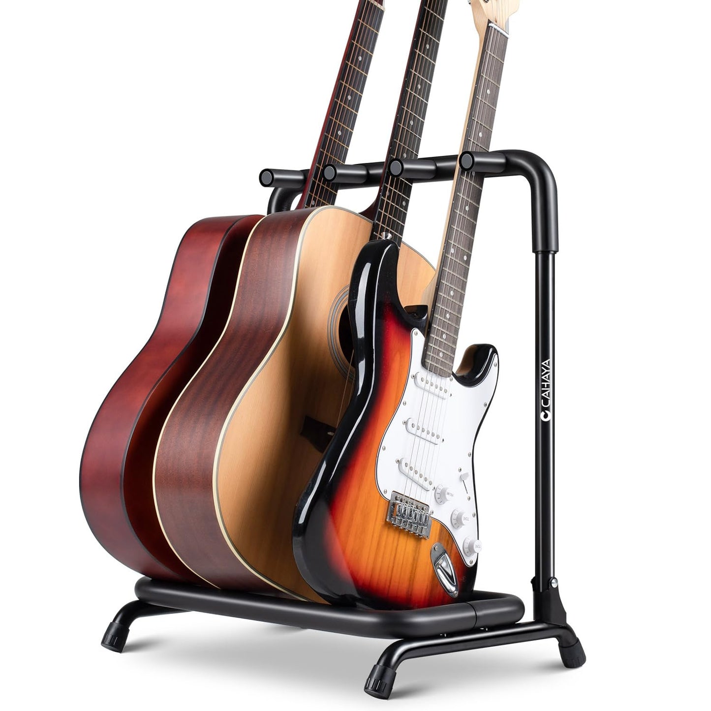 CAHAYA Guitar Rack 3 Holder: Multi Guitar Stand Universal Guitar Holder with Thick Rubber Padding Guitar Stand for Acoustic Electric Guitars Classical and Bass CY0344