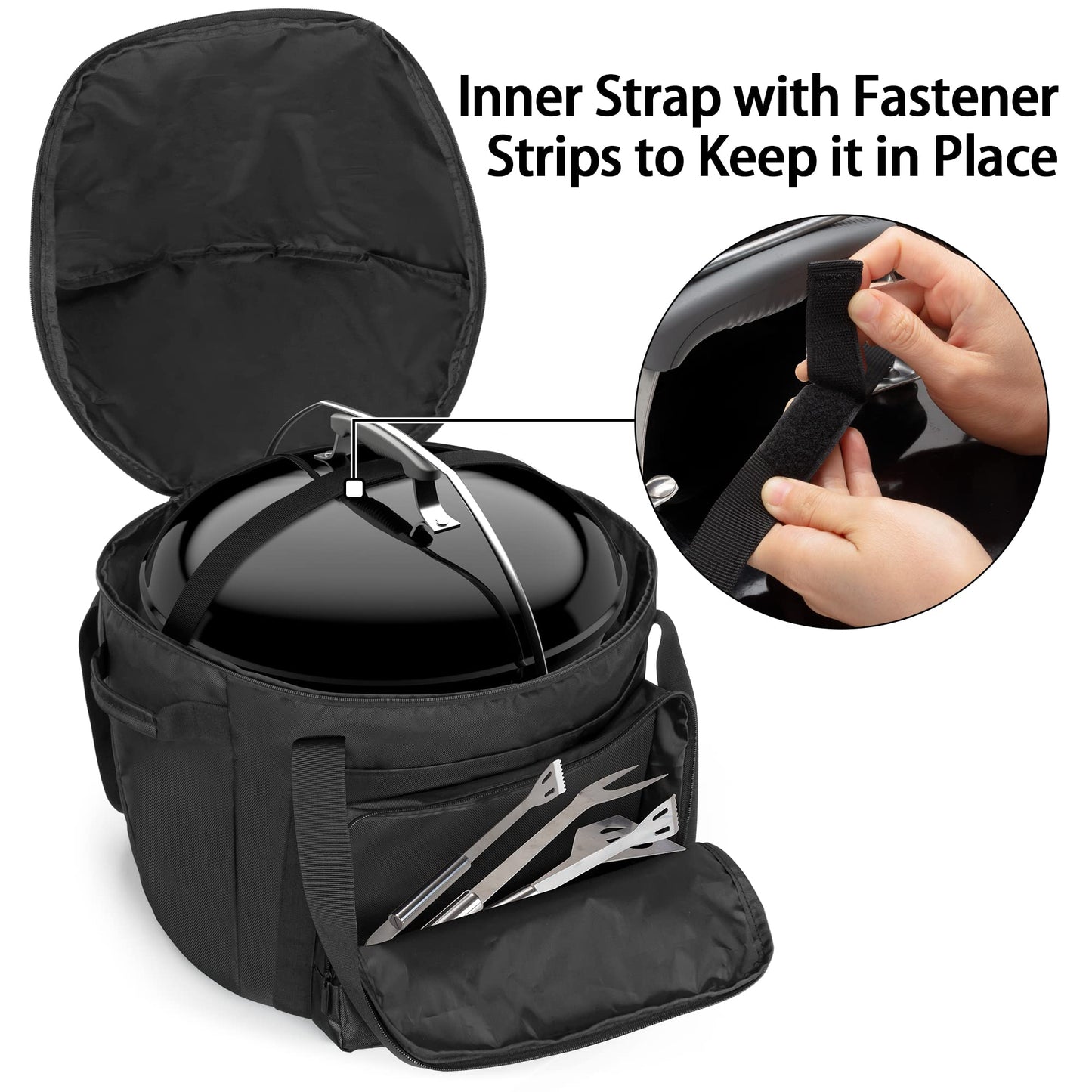 SAMDEW Portable Grill Carry Bag Compatible with Weber Jumbo Joe 18 Inch Charcoal Grill, Grill Cover Compatible with Jumbo Joe 18 in Portable Grill, with Pocket and Handle, Bag Only (Patented Design)