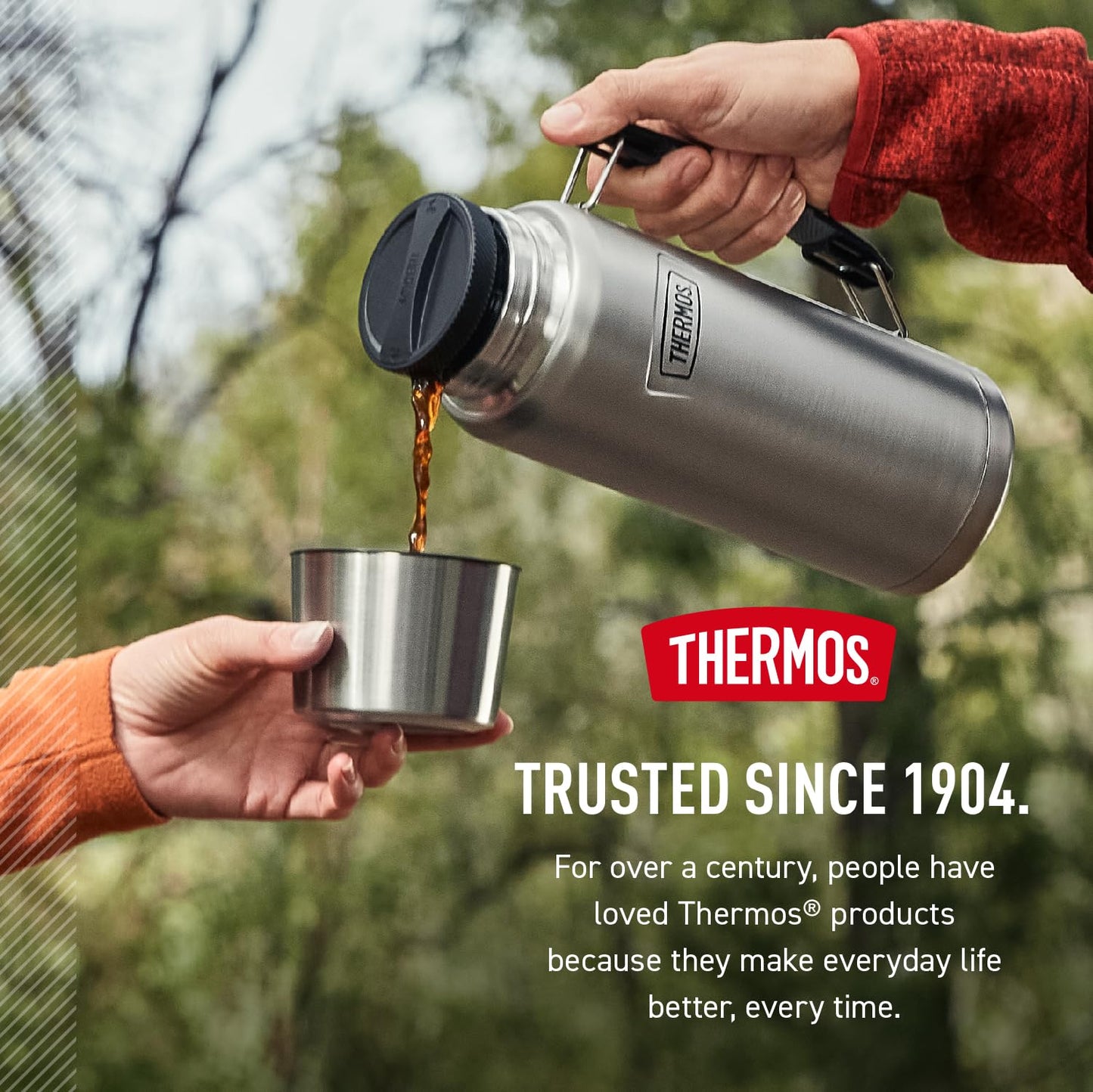 THERMOS, ICON Series, Stainless Steel Beverage Bottle, Granite, 1.2 L