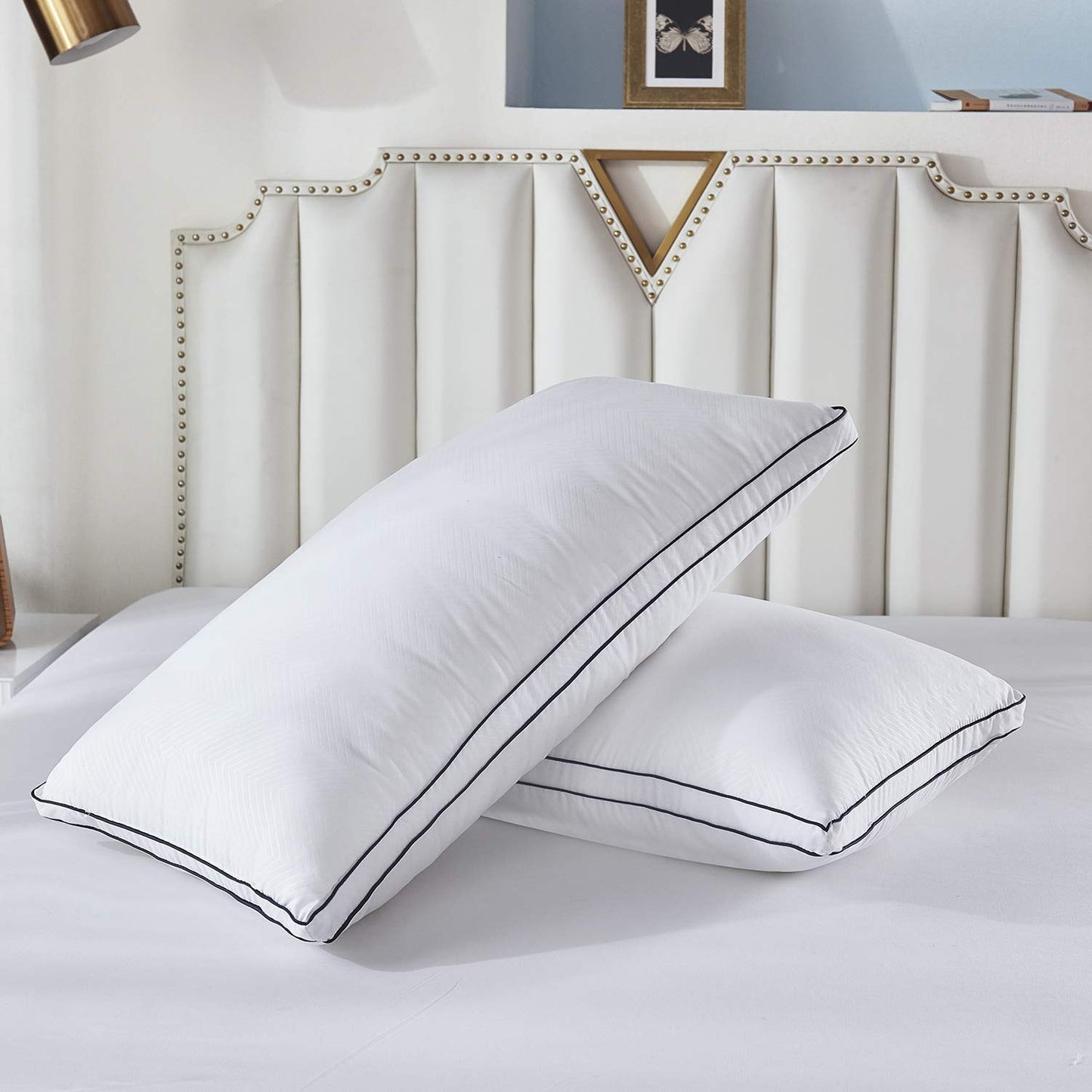 Gehannah King Bed Pillows for Sleeping（2 Pack）, Luxury Plush Soft Pillow with Home and Hotel, Breathable Microfiber Cover Skin-Friendly Pillows for Side Back Sleepers