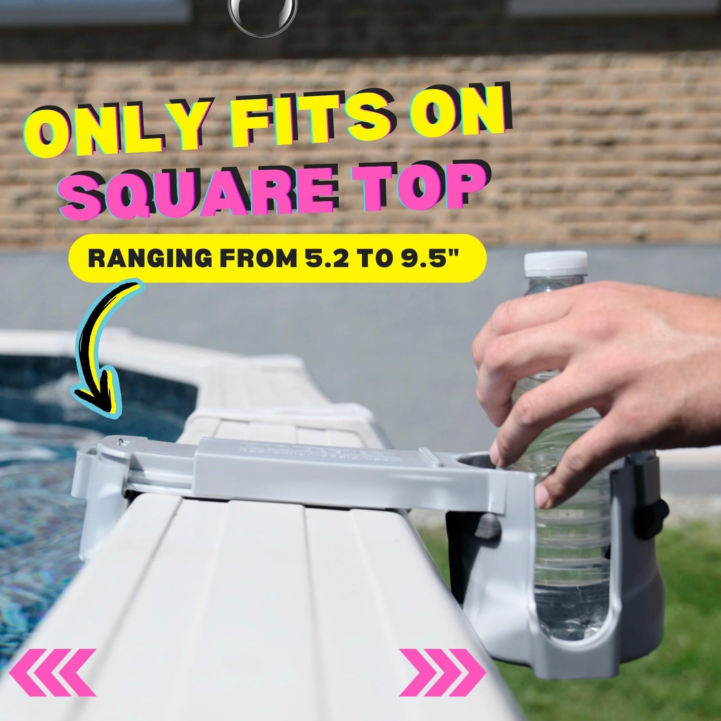 2-Pack Cup Holders for Above Ground Pool | Adjustable Drink Holder for Square Top Pools Only | Blue | Must-Have Pool Accessories | Use for Boat, Deck, Balcony | Made in Canada