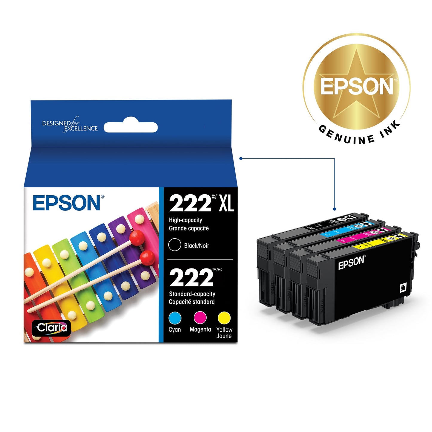 Epson T222 Standard-Capacity Colour and High-Capacity Black Multi-Pack