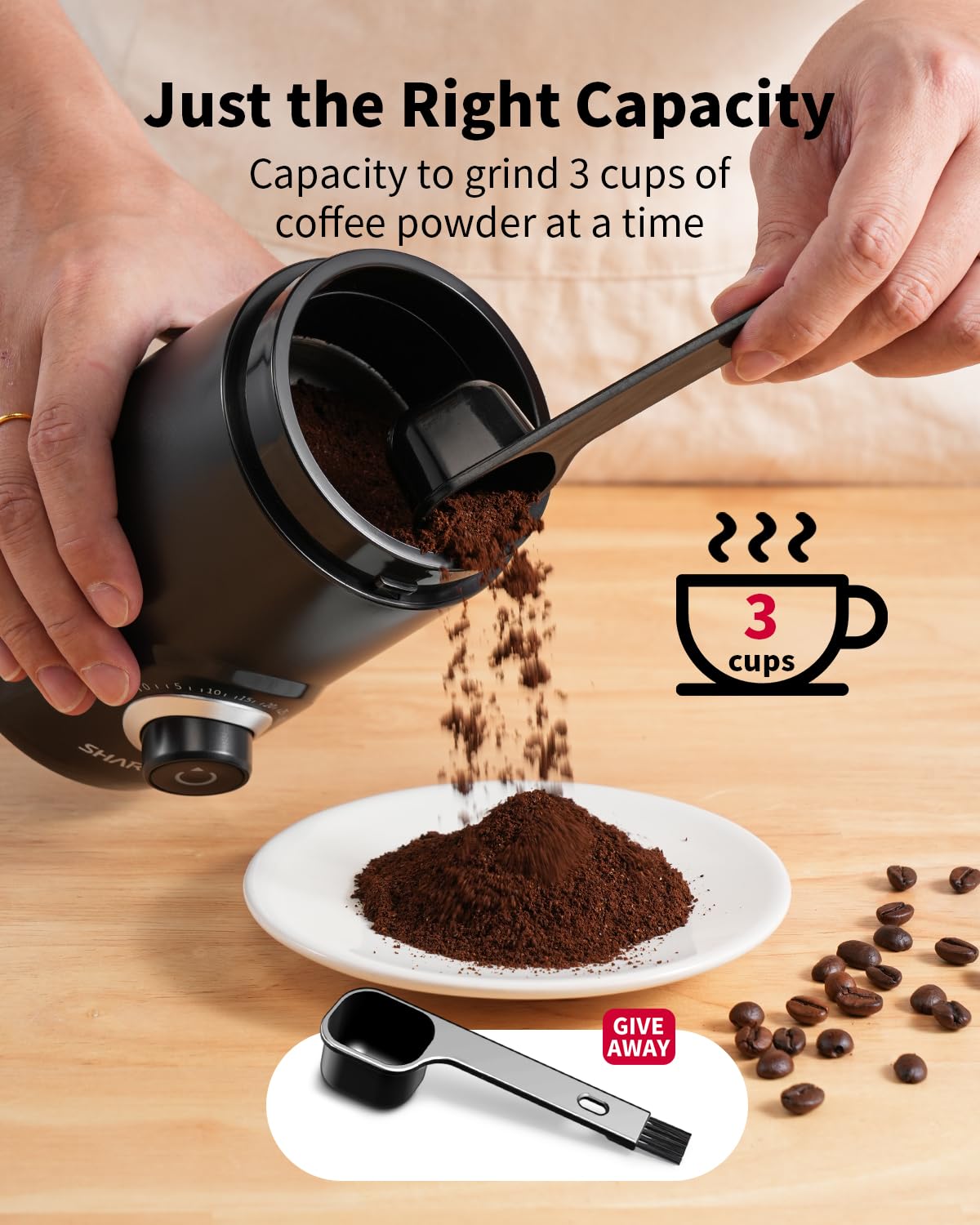 SHARDOR Super Silent Blade Coffee Grinder Electric, Timed Grind Control Rotary Knob, Adjustable Coarse to Fine for Coffee Beans, Spices & Herbs, Black