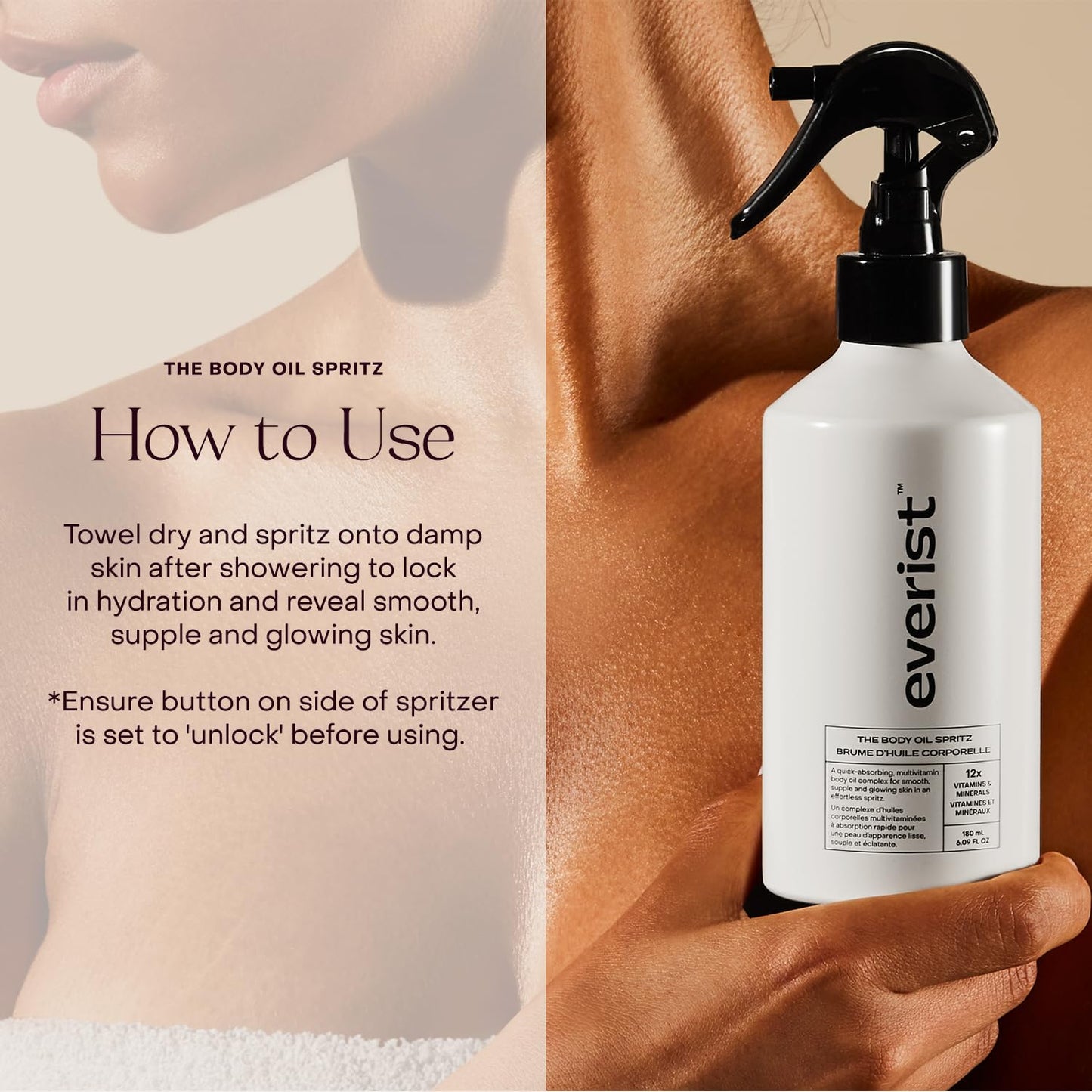 Everist The Body Oil Spritz, Instant Absorption, Non-greasy, Vegan, Skincare Ingredients, 6.1 fl oz