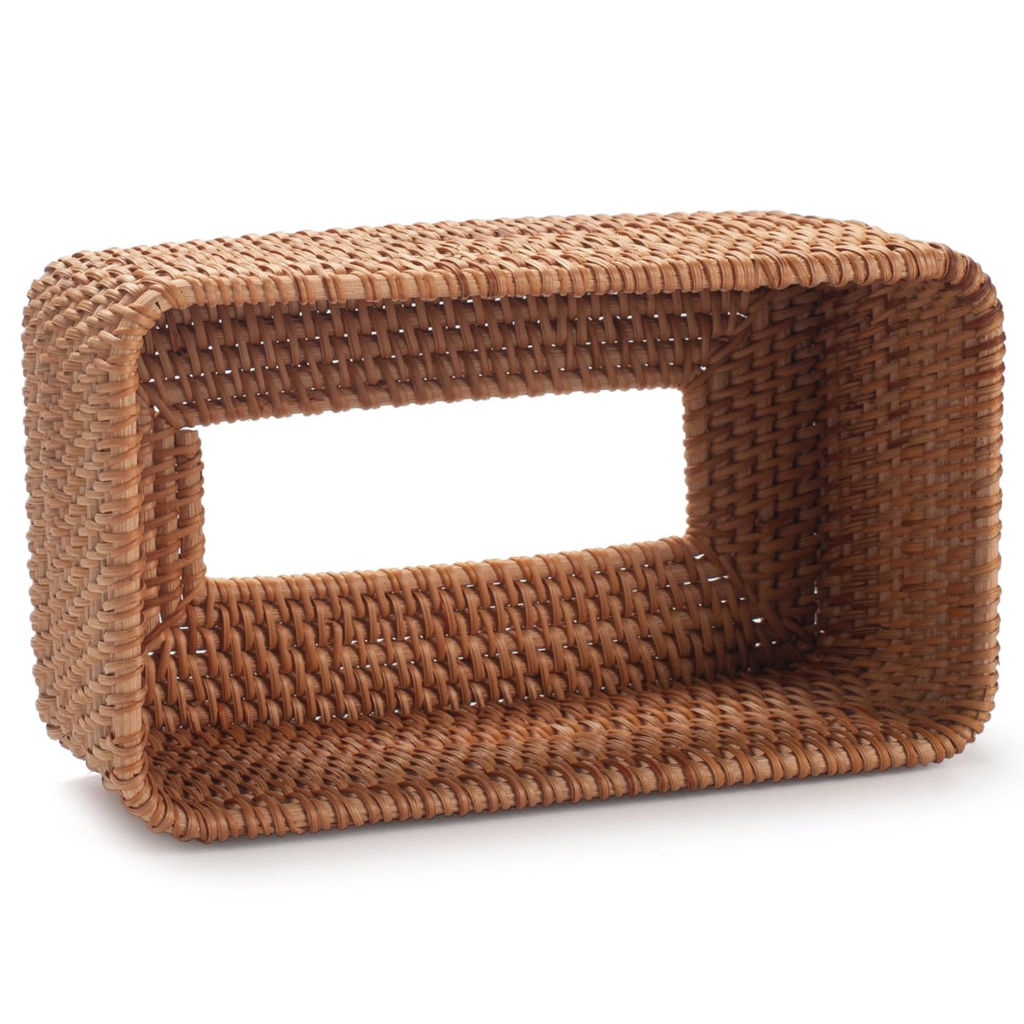 Rattan Tissue Box Cover, Rectanglar Hand Woven Wicker Tissue Holder, Boho Decorative Woven Facial Tissue Holder on Table and Bathroom, 26x15.5x10.5cm, Natural