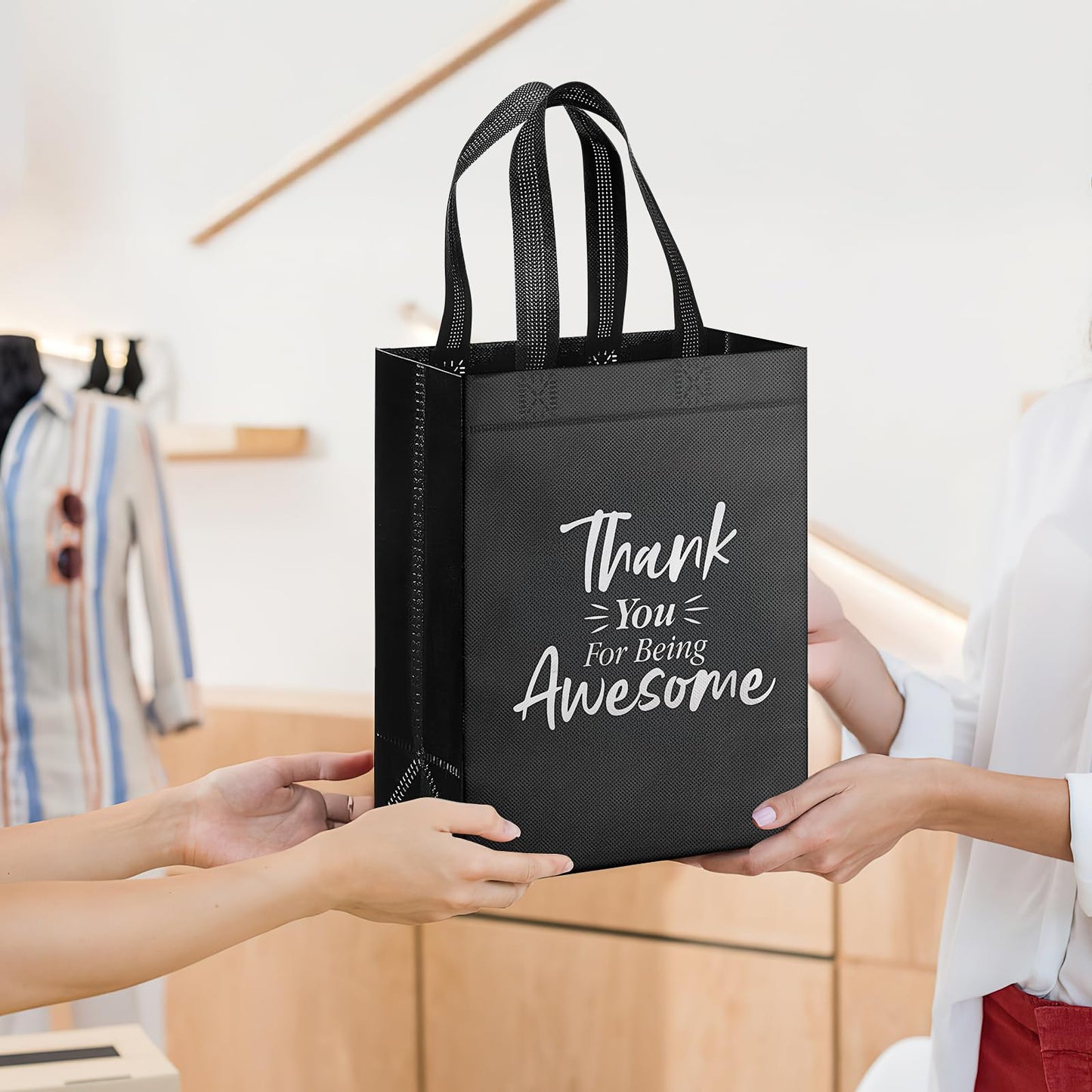 36 Pack Reusable Grocery Bags Bulk, Non-Woven Party Favor Bags, Thank You Gift Bags With Handles, Tote Goodie Gift Bags for Graduation Wedding Birthday Business Employee Appreciation, 10 x 8 x 4 Inch