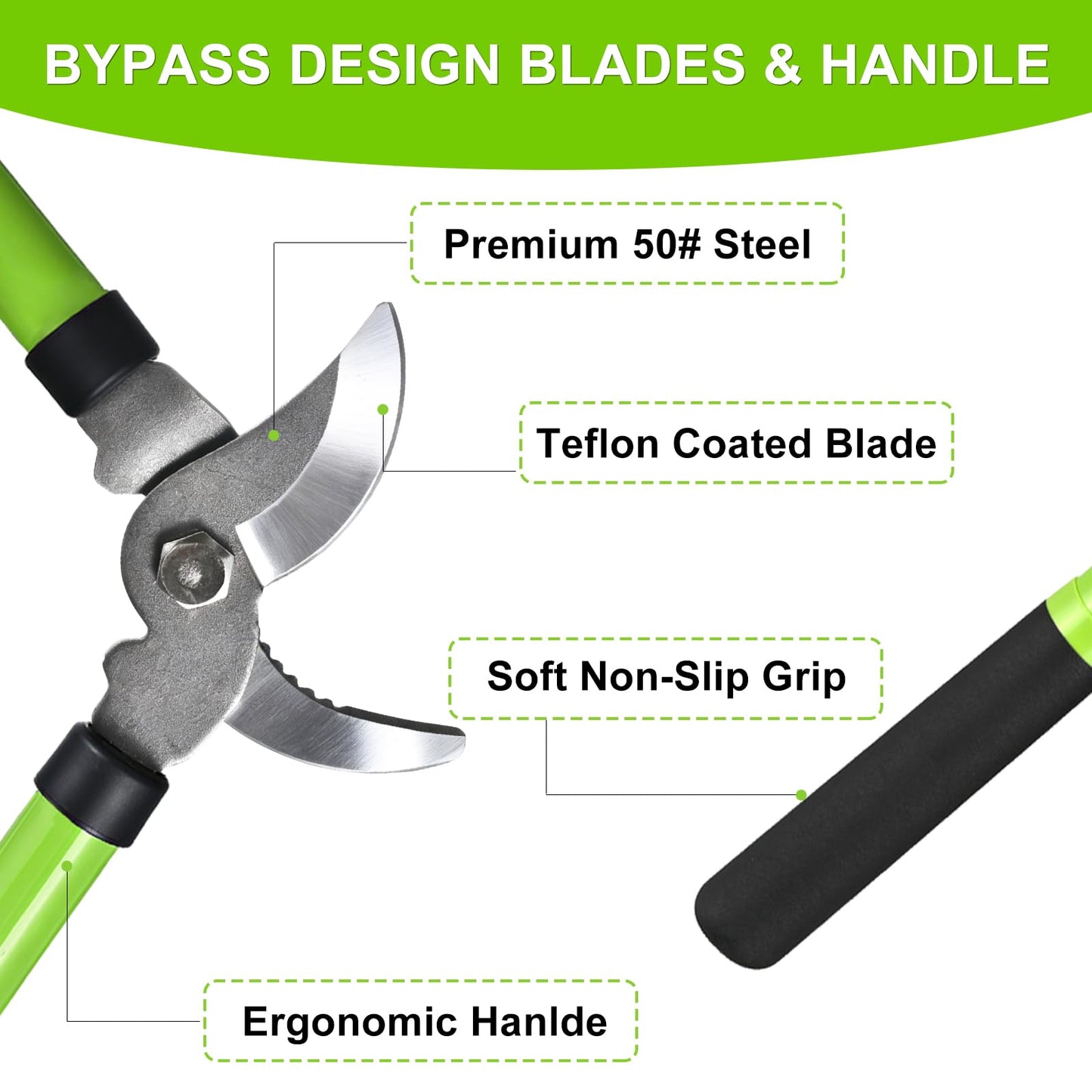 YIAD Garden Shears Set - 2PCS Pruning Shears & Secateur, Bypass Loppers for Tree Branch Pruning, Heavy Duty Garden Clippers for Flowers, Plants & Yard Trimming