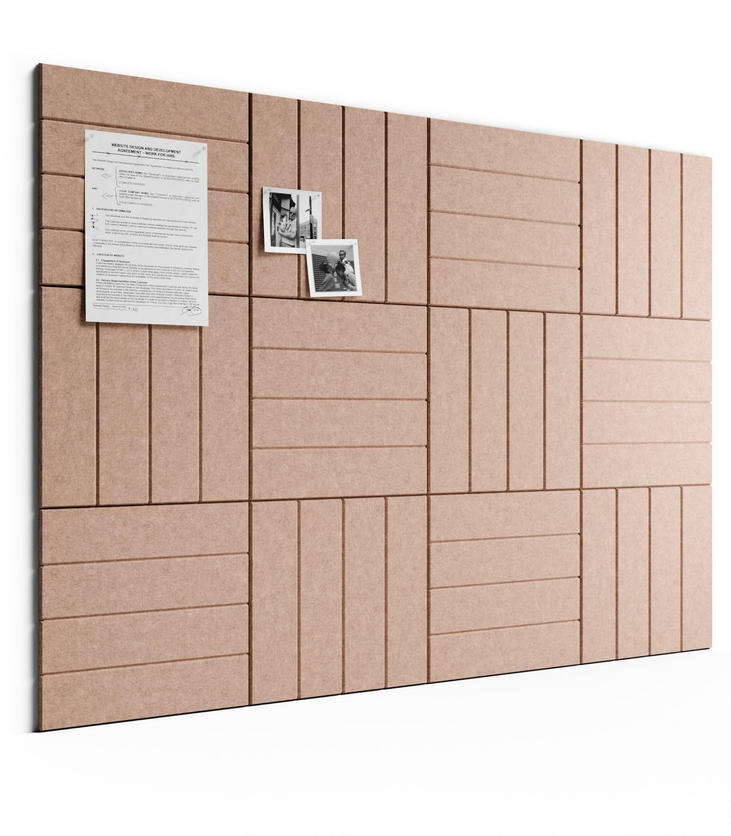 Bumusty Large Felt Bulletin Board, Cork Board Alternative, 12-Pack Bold Stripe Felt Wall Tiles with 30 Push Pins and 70 Adhesive Tabs, Ideal for Office, Home & Classroom, Terracotta