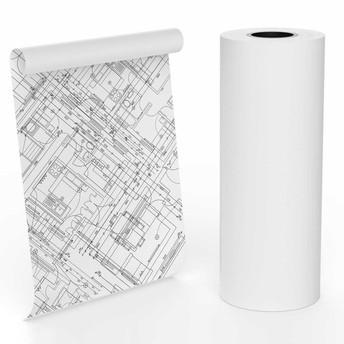Wide Format Paper 24” x 150' CAD Rolls, 1 Roll Plotter Paper on 2" Core for CAD Drawings, Engineering Plans, GIS Maps & Architectural Designs