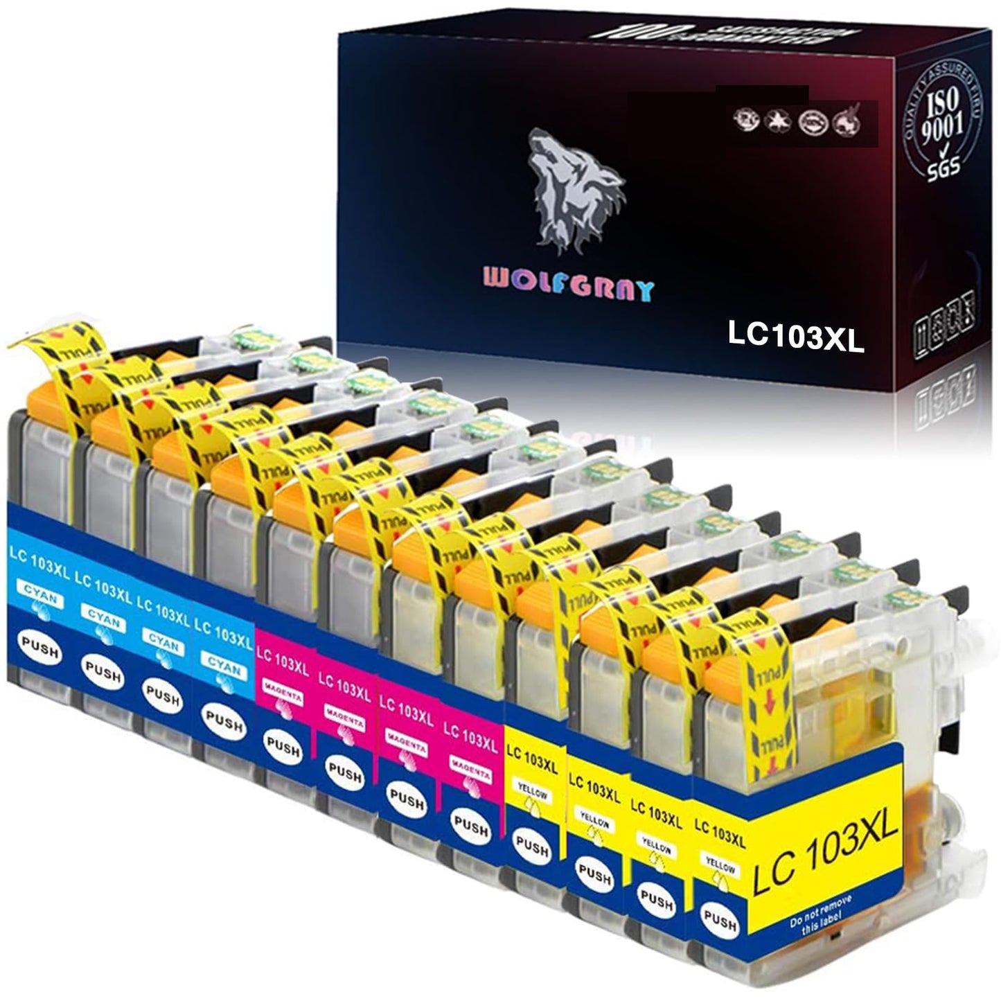 Wolfgray LC101 LC103XL Color Ink Cartridges Compatible with Brother LC103 LC-103 LC103CL XL LC1013PKS LC1033PKS for Brother Printer MFC-J870DW MFC-J650DW MFC-J450DW MFC-J6720DW (4C+4M+4Y)