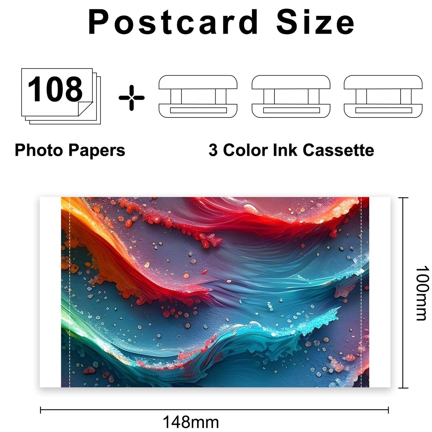 Canon Selphy CP1500 Ink and Paper, KP-108IN KP108 Tri-Color Ink Cartridge, 108 Sheets Glossy 4x6 Photo Paper for Selphy CP1500 CP1200 CP1300 CP1000 CP910 CP900