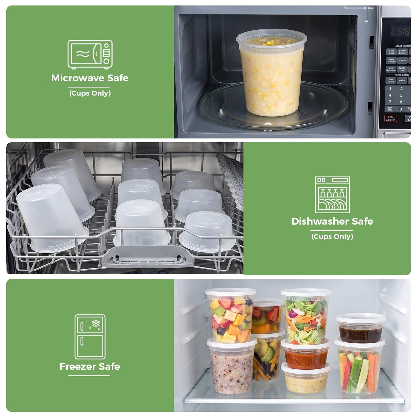 Deli Containers with Lids 48 Sets [8,16, 32 oz 16 Each ] - Food Storage Containers with Lids Freezer Safe, Soup Containers for Restaurant, BPA Free | Portion Control | Leakproof | Microwave