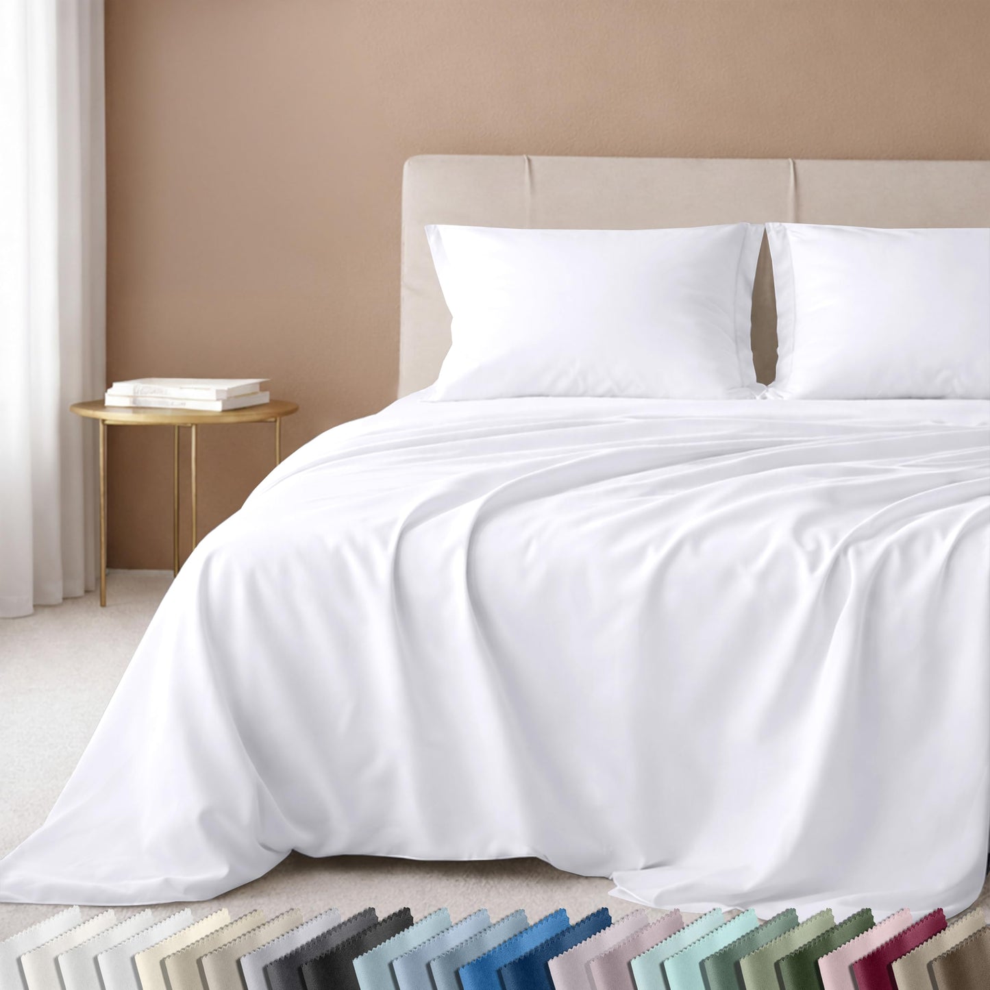 California Design Den -Twin Sheet Set 100% Cotton Sheets, 600 Thread Count, Deep Pocket, Soft & Crisp White Sheets Set, 3 Pc Twin Sheets Set, Sateen Weave, Beats Egyptian Cotton Claim (Bright White)