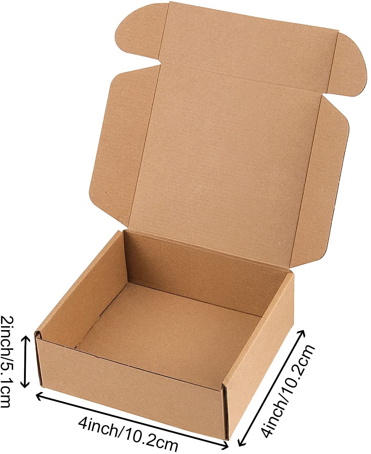 HAKZEON 100 Pack 4 x 4 x 2 Inch Brown Shipping Boxes, Corrugated Box Mailers, Small Cardboard Gift Boxes Bulk, Tab Lock Tuck Top Mailer Boxes for Packing Small Crafts Transporting item