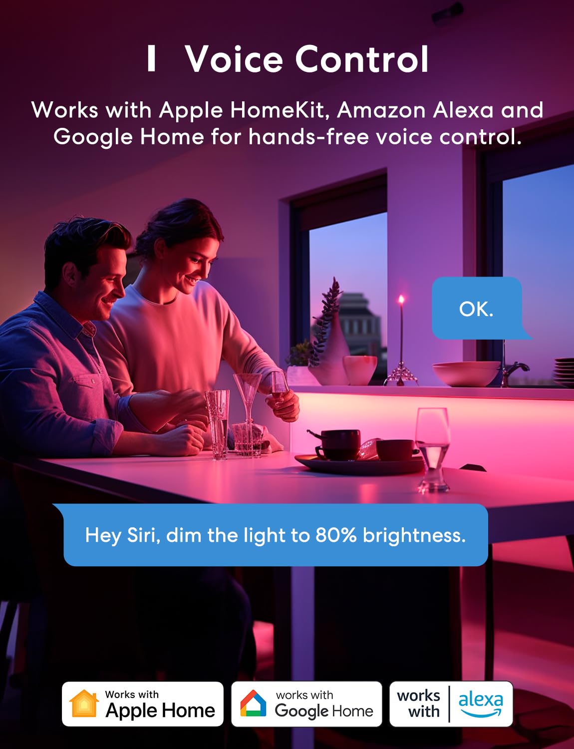 meross Smart LED Strip Lights, 16.4ft RGB WiFi LED Strip Compatible with Apple HomeKit, Alexa, Google Home and SmartThings, Warm and Cool White