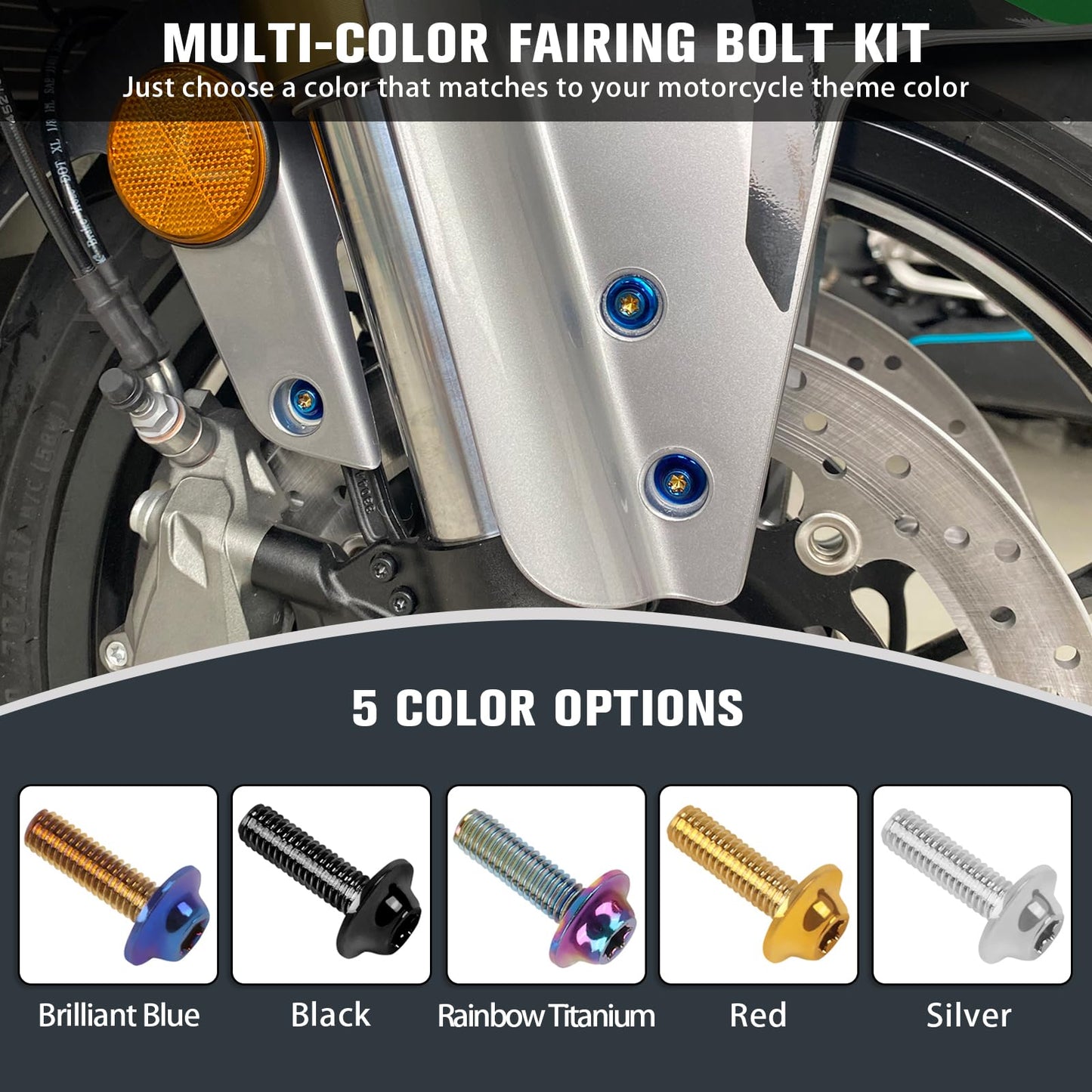 CHIFUN 195Pcs Motorcycle Fairing Bolt Kit Black M5 M6 Stainless Steel Screws Assortment Kit Plastic Grommets Nuts Washers Clips Universal for Sport Dirt Bike Bodywork Fairing Windscreen