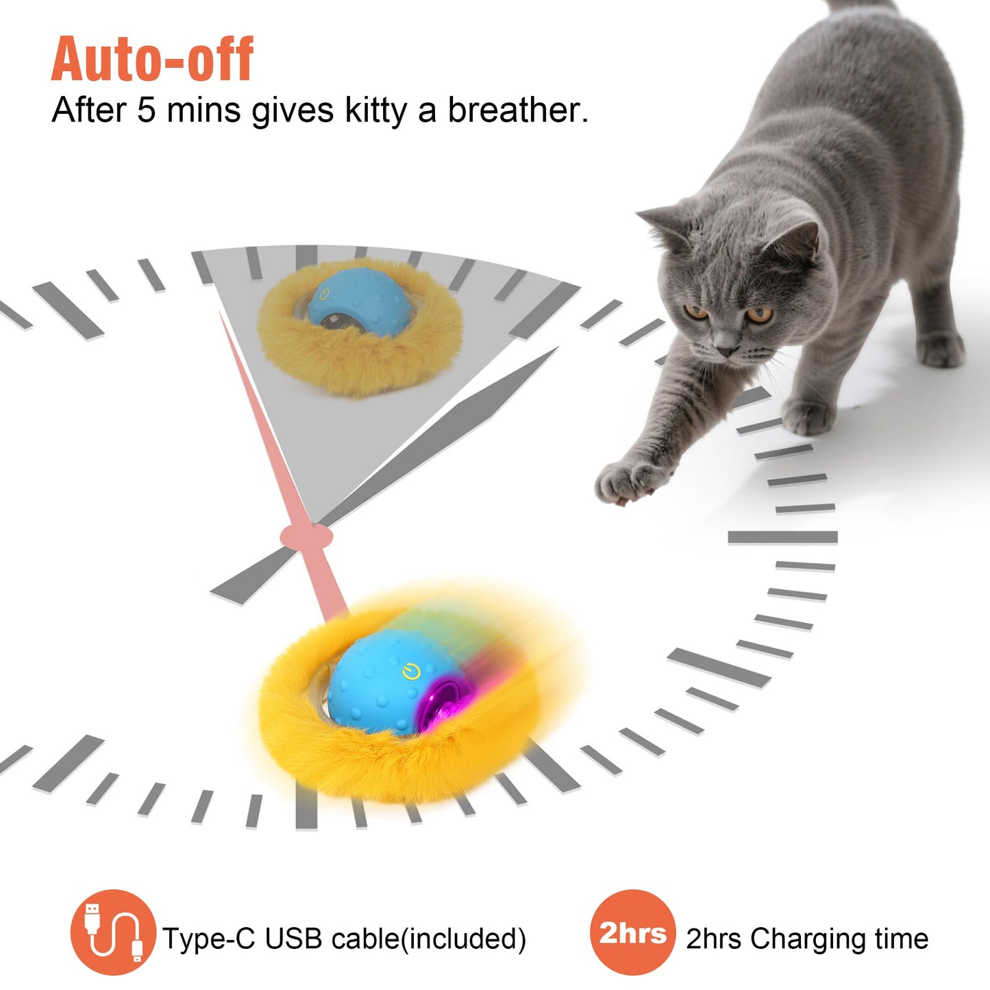 IOKHEIRA Interactive Cat Toy for Indoor Cats, Hide and Seek Cat Toy with Light&Chirping Bird, Automatic Rolling Cat Ball in Pocket, Motion Activated Kitten Toys, Jouet Pour Chat for Cat Enrichment