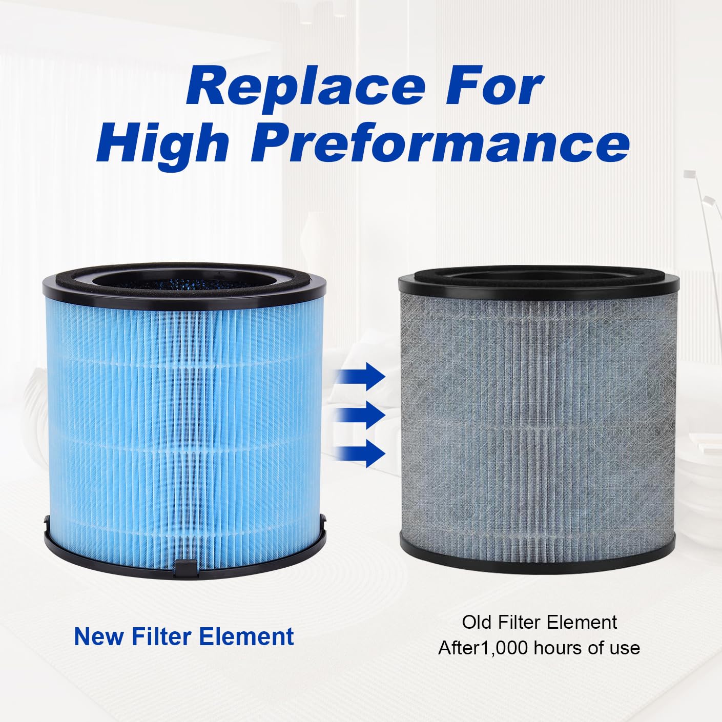 AP1001 Replacement Filters Compatible with AIRTOK Air Purifier - AP1001 5-Layer Purification System H13 True HEPA Filter, 2Pack