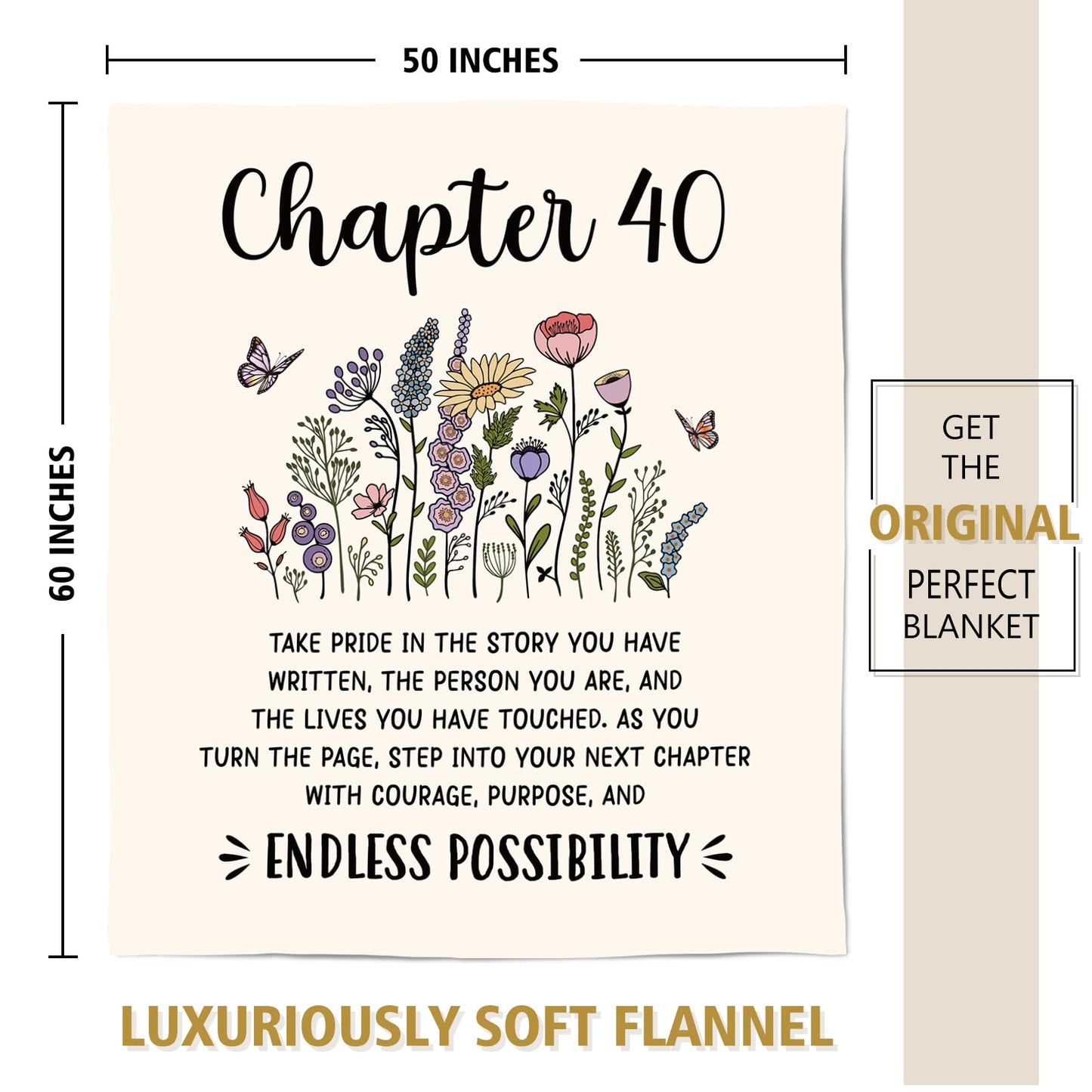 Afterprints 40th Birthday Gifts for Women, Chapter 40 Blanket, 1986 40th Birthday Decorations, 40 Year Old Gifts for Women, Wife, Mom, Friend, Sister, Turning 40 Throw Blankets 50'' x 60''