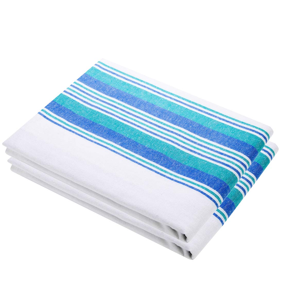 Clara Jones Flannel Blanket | Durable, Soft, Practical, Comfortable and Luxurious | Natural and White Fabric with Colour Stripes | 72 x 90 inches (Blue / Green Stripes, 1)
