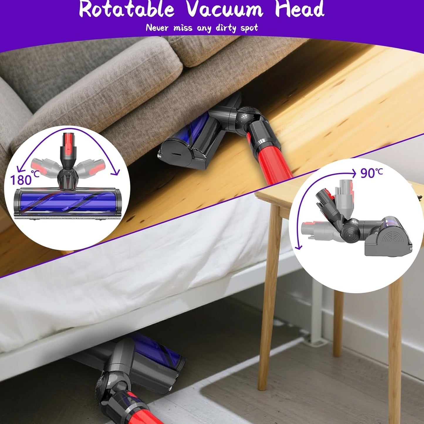 Quick-Release Vacuum Direct Drive Head Replacement for Dyson V7 V8 V10 V11 V15，Suitable for Hardwood Floor Carpets Attachment SV10 SV11 SV12 SV14 Attachment Part Electric Head Roller Brush