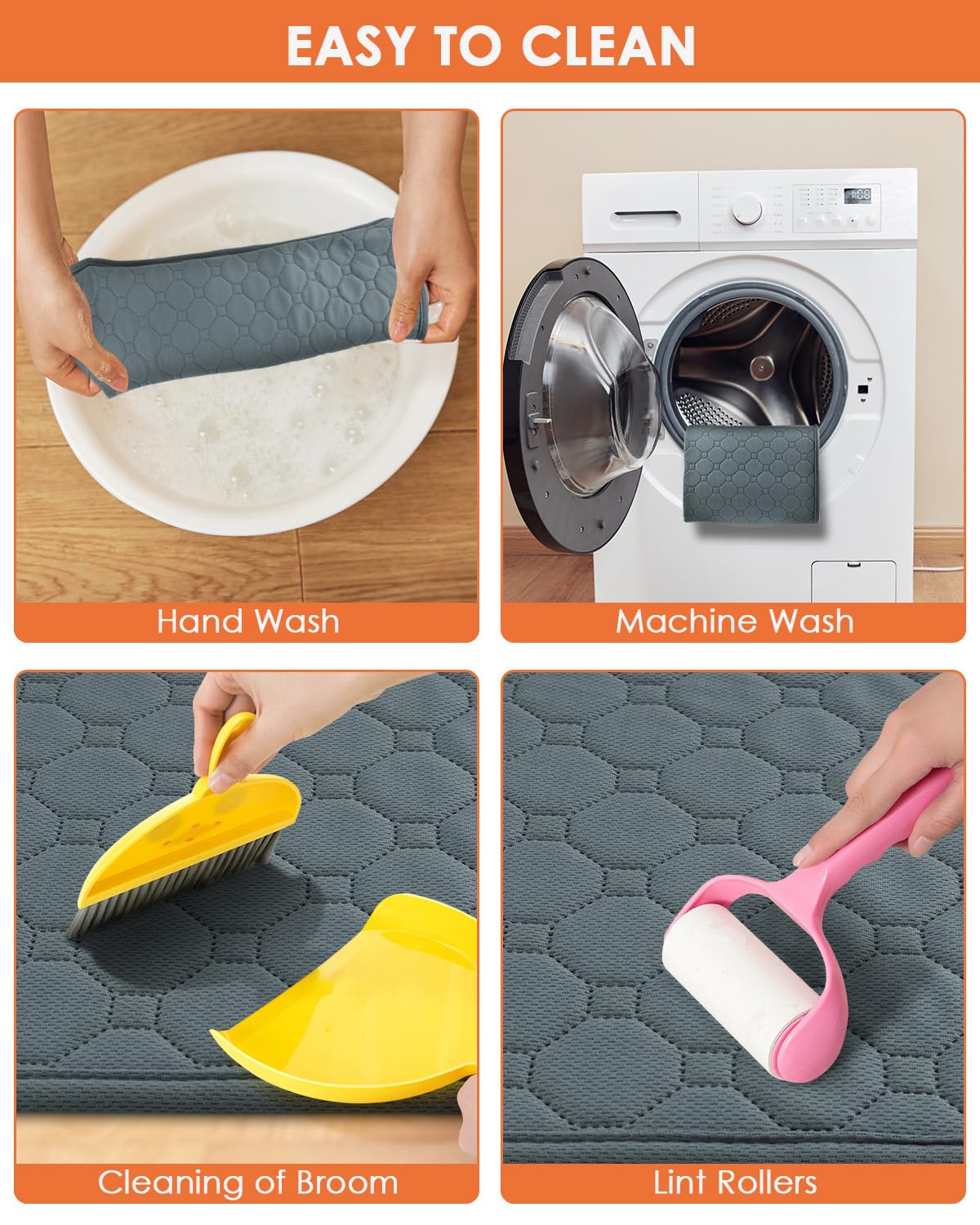 Bissap 2 Packs Guinea Pig Cage Liners, 47''X24'' Washable Guinea Pig Pee Pads Non Slip Reusable Fast and Super Absorbent Bedding for Small Animals Rabbit Hamster Chinchillas Rat - Grey