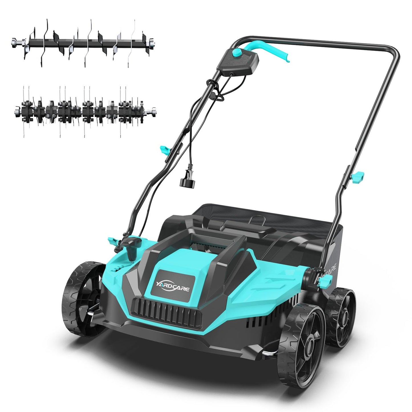 (2025 New) YARDCARE Electric Dethatcher and Scarifier, 2-in-1 Powerful Lawn Dethatcher with 10.5 Gal Thatch Bag, 5-Position Height Adjustment, Dual Switch, Keep Lawn Healthy