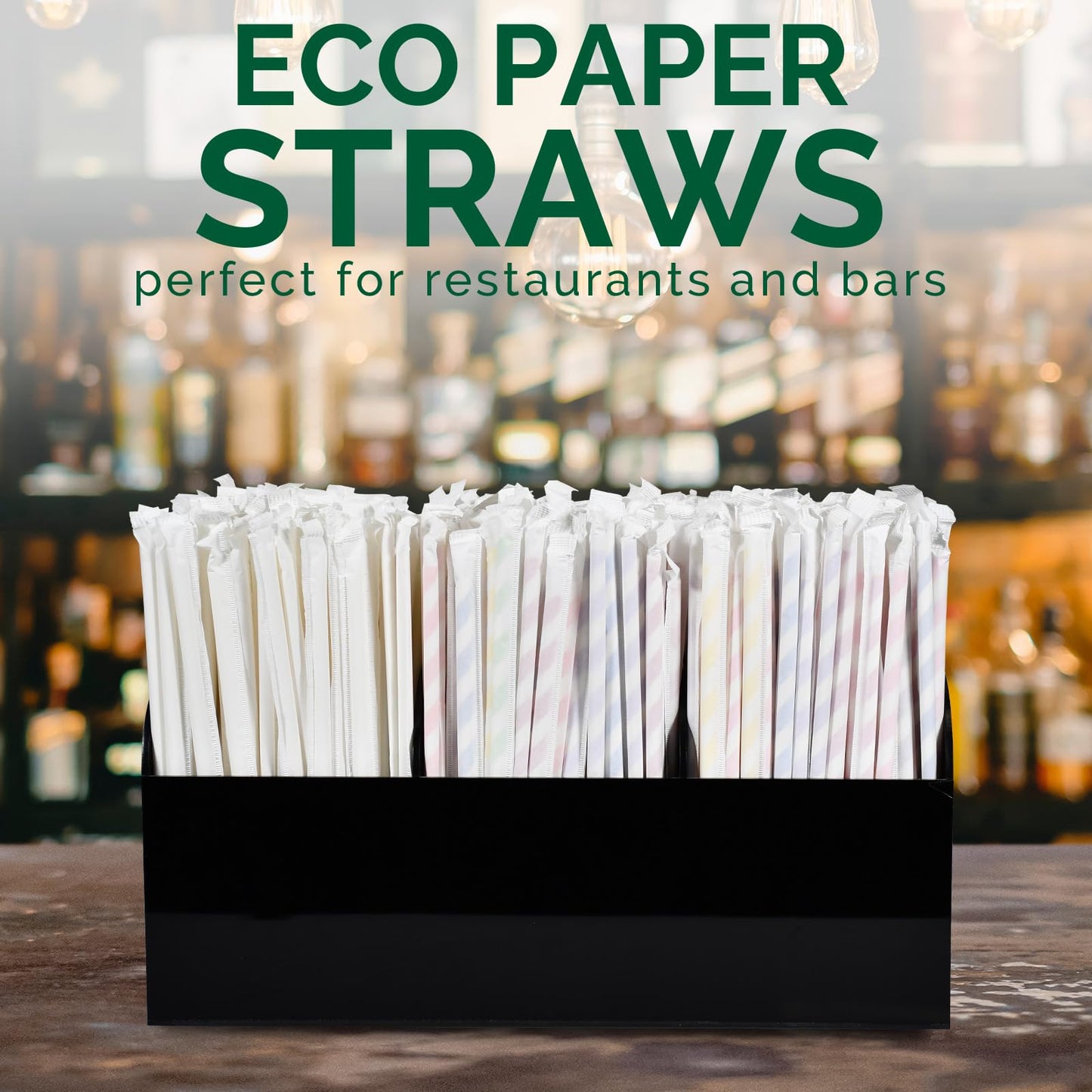 Chunspak Individually Wrapped Disposable Paper Drinking Straws 7.75'' x 0.24'' - Assorted Colors [400 Counts]