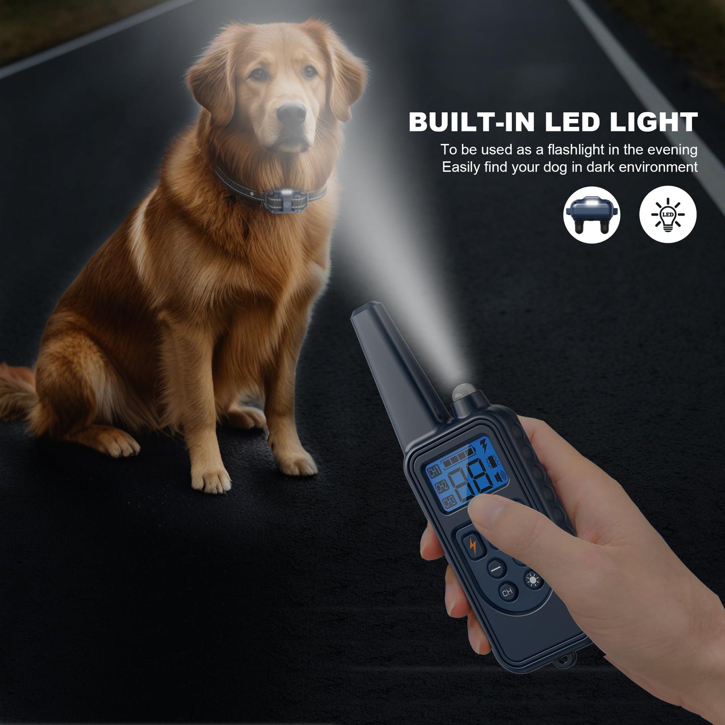 Heaflex Shock Collar with Remote, Dog Training Collar, 4 Training Modes with Beep, Vibration, Safe Shock, Led Light, 2600ft, Rechargeable for 3 Dogs, Small Medium Large