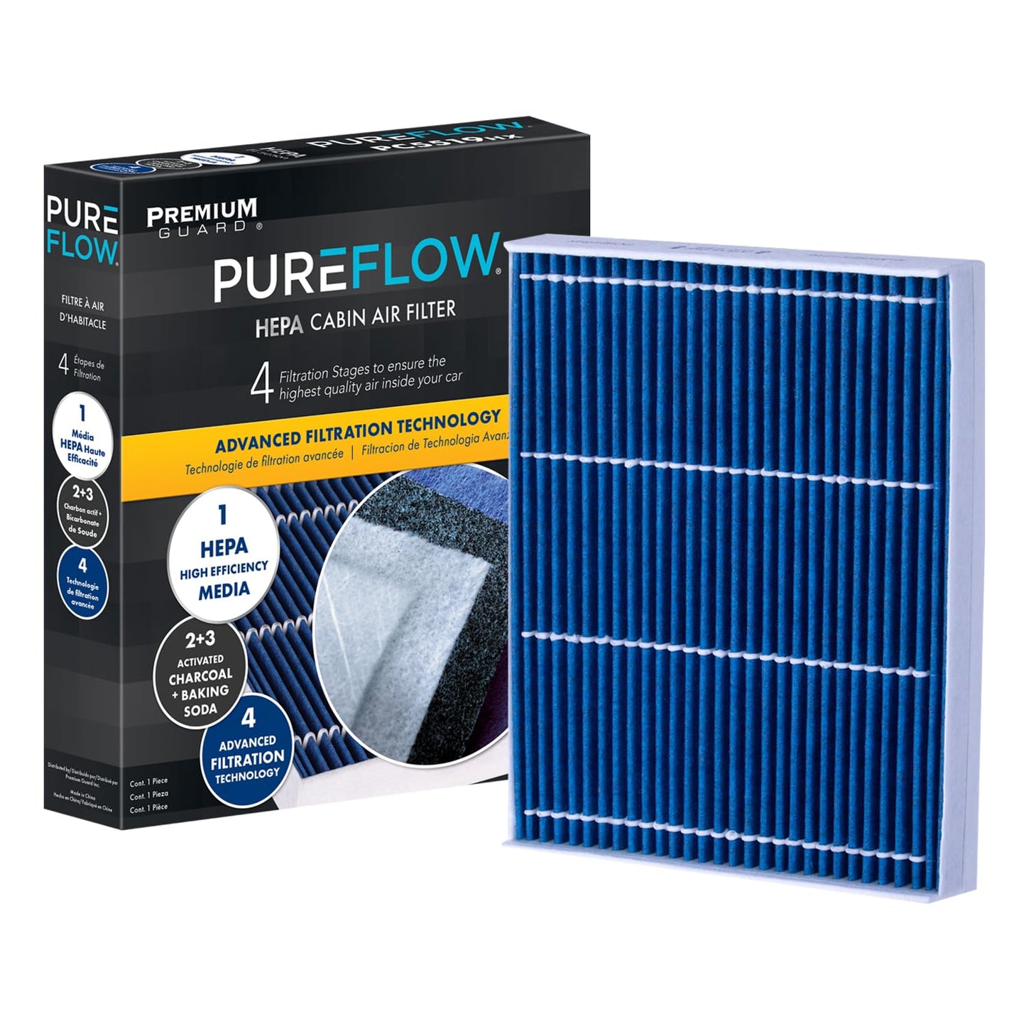 PureFlow HEPA Cabin Air Filter PC8214HX | Fits 2015-2025 Ford F-150, 2017-2025 F-250 Super Duty, F-350 Super Duty, 2018-2024 Expedition, 2017-2024 F-550 Super Duty