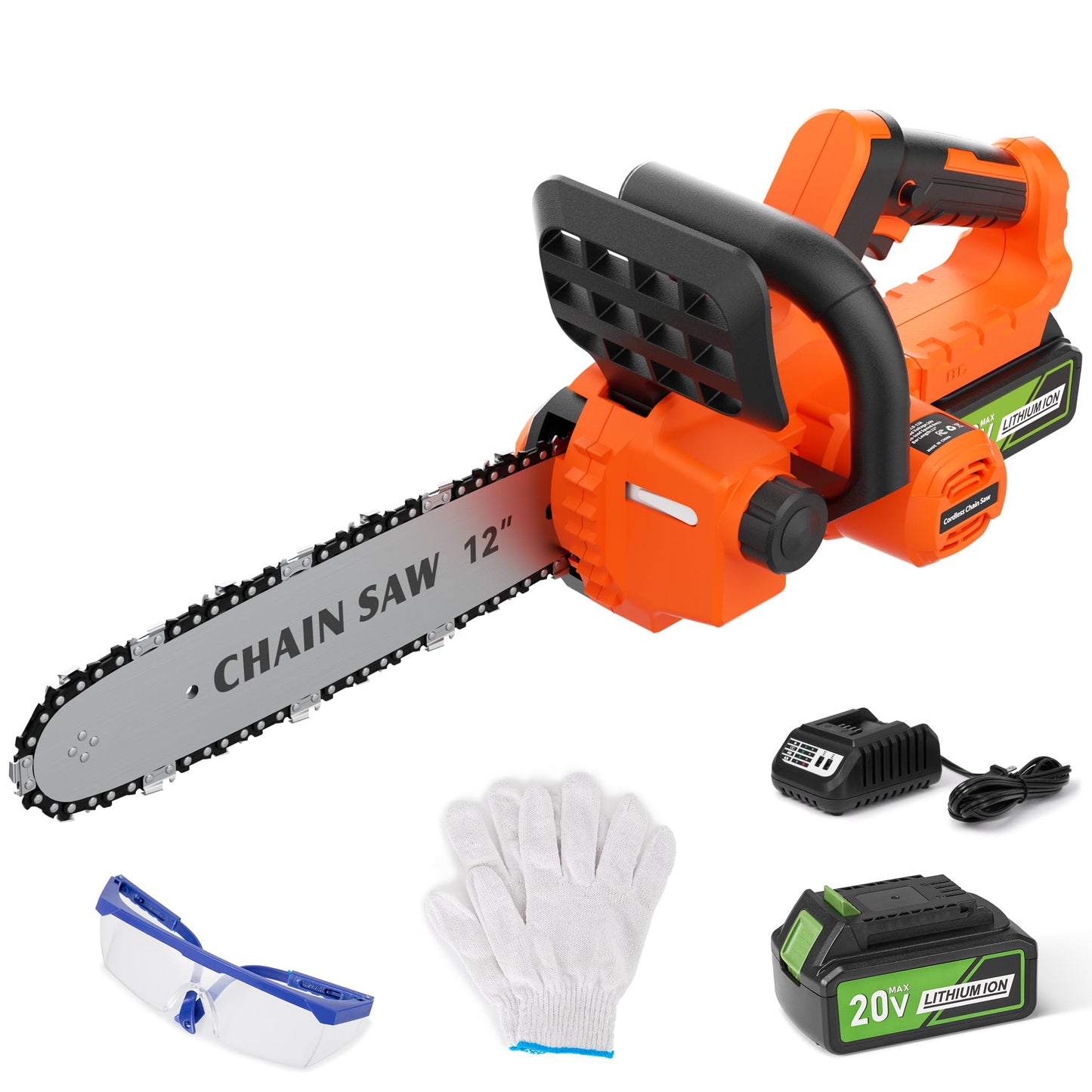 12" Brushless Chainsaw Cordless, 4.0Ah Battery Powered Chainsaw, 4500 RPM, Auto-Oil, Safety Protection, Handheld Chain Saw Cordless for Wood Cutting, Tree Trimming