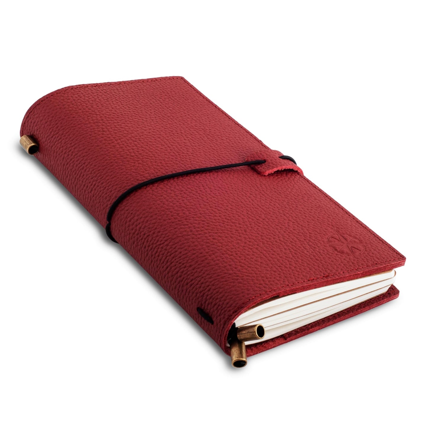 Wanderings Regular Size Travelers Notebook with Pockets - 4.75" x 8.5" (12 x 22cm) - Refillable Travelers Journal - Beautifully Handcrafted, Red Leather Journal, includes 100 GSM Blank Inserts