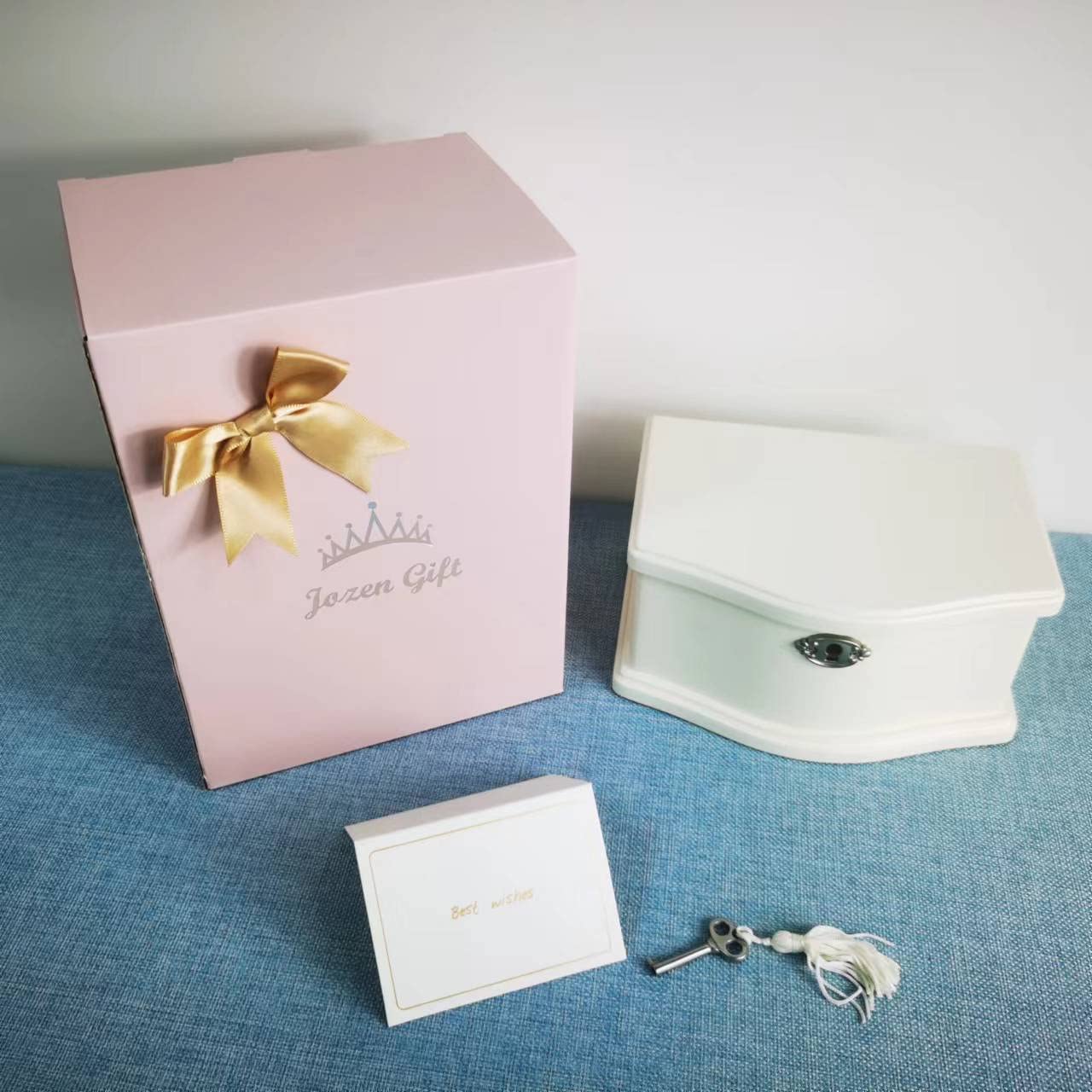Jozen Gift Wooden Ballerina Medium White Musical Jewelry Box with Mirror and Lock for girls，Kid's Jewelry Storage Music Box,Gifts for Christmas,Birthday and all Holidays