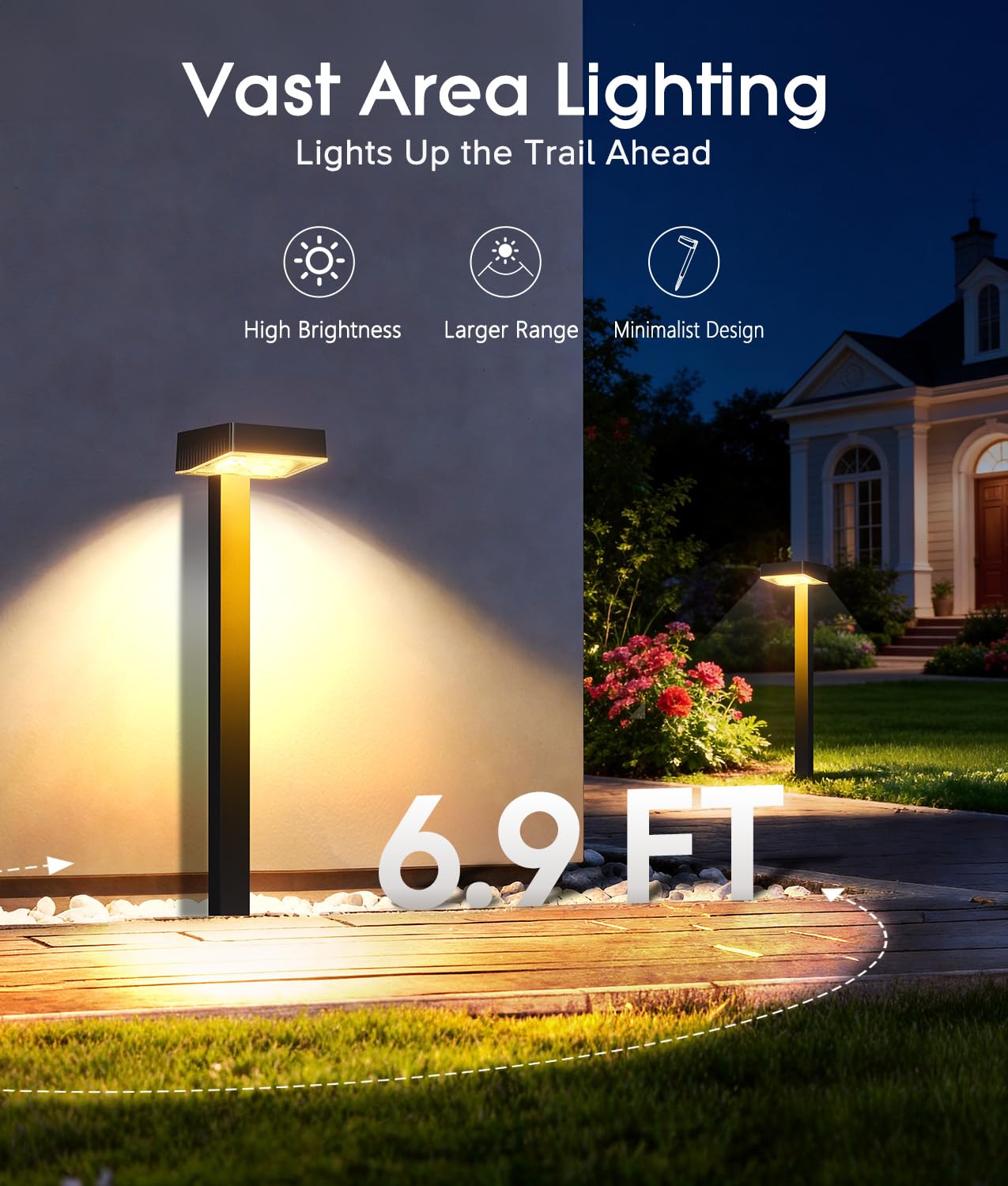 KOOPER Solar Pathway Lights Outdoor, 8 Pack Garden Lights Solar Powered Path Lights with Bigger LED Lens, 2 Light Modes Waterproof Outdoor Solar Light for Yard Driveway Walkway Landscape Patio Lawn