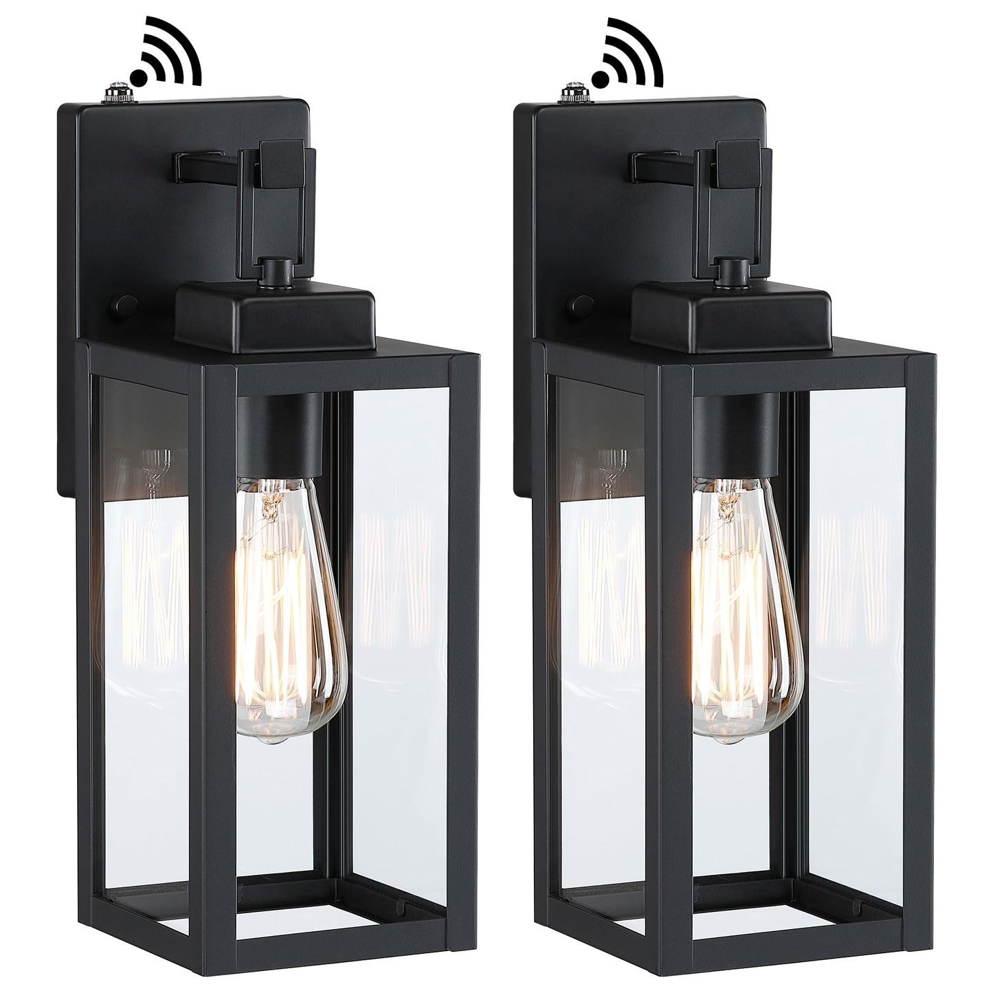 2 Pack 12 Inch Outdoor Wall Lights Dusk to Dawn,Exterior Sconce Lights with Sensor Photocell Black Wall Lantern for Porch Patio Garage Dusk to Dawn Outdoor Lighting Set of 2