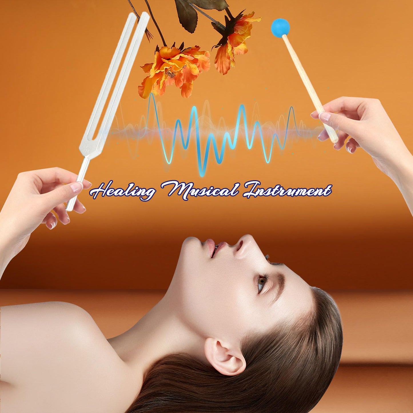 Oreilet 9Pcs Tuning Forks Set, Body for Healing Chakra with Storage Bag, Musical Instrument DNA Healing, Sound Therapy (174Hz, 285Hz, 396Hz, 417Hz, 528Hz, 639Hz, 741Hz, 852Hz, 963HZ) defult default