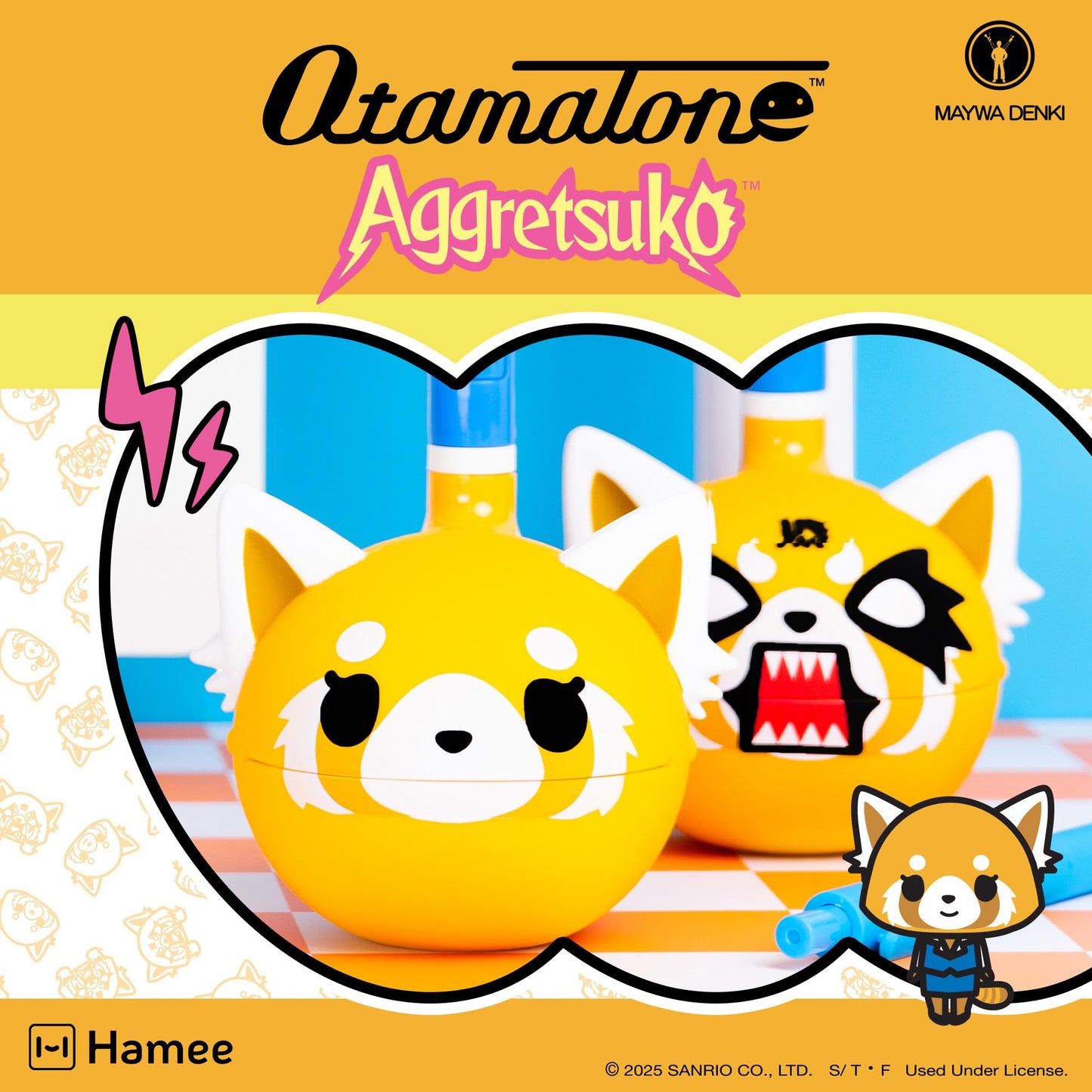 Otamatone Japanese Electronic Musical Instrument Portable Music Synthesizer (Official Licensed Aggretsuko Sweet Happy) Maywa Denki Studio Award Winning, Educational Fun Gift for Children Teen Adults