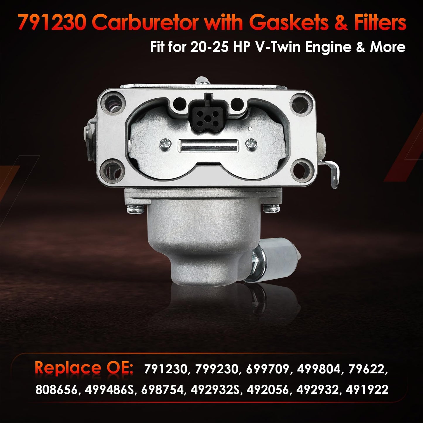 791230 Carburetor, Compatible with 20-25 HP 4 Cycle V-Twin Engine 405777 406777 407777, John Deere MIA10632 LA150 LA130 L120 with Filters, Replaces#: 799230, 699709, 499804