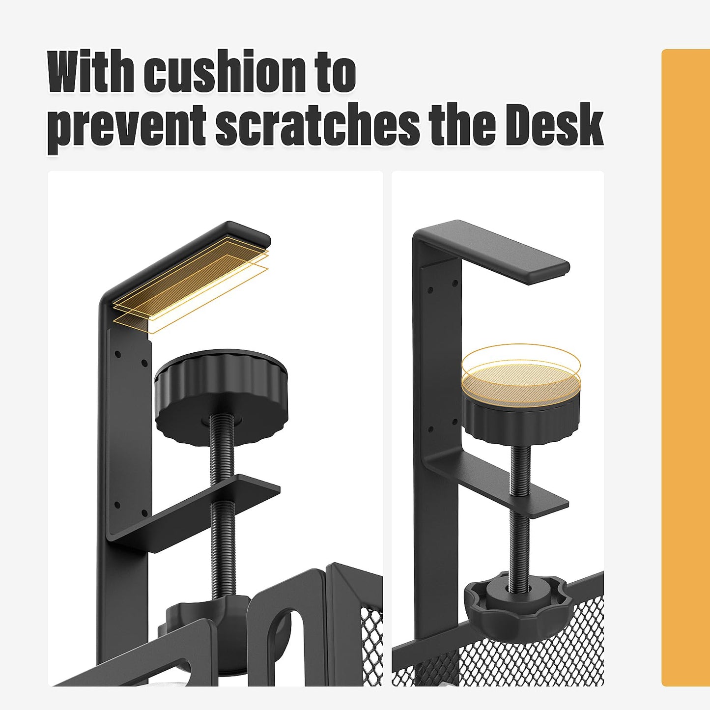 Extended Length Under Desk Cable Management Tray No Drill, Metal Mesh Cable Tray with Clamp for Desk Wire Management, Desk Cable Management Box and Cord Organizer for Office, Home