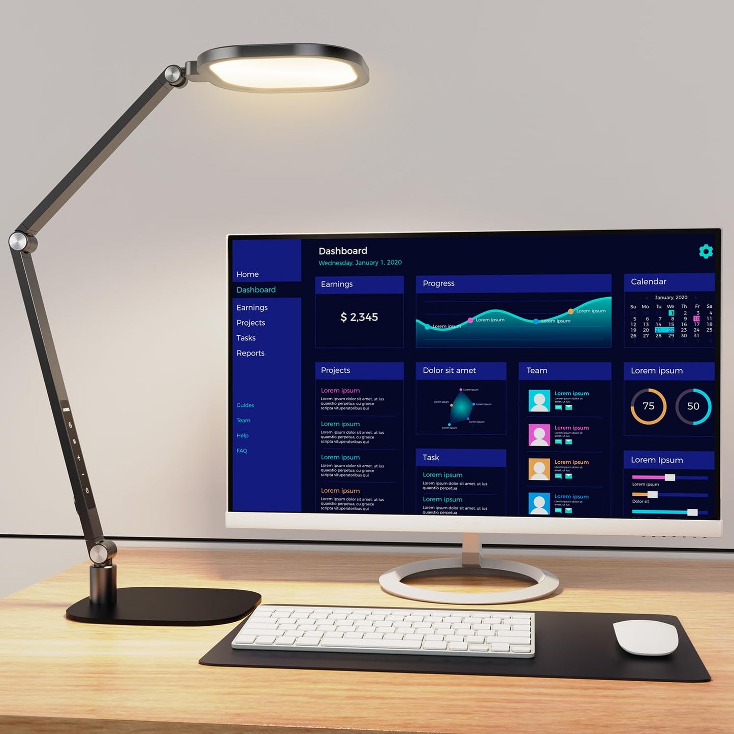 LED Desk Lamp for Home Office, Desk Light for Video Call, 3 Color Temperature 10 Brightness Computer Light, Dimmable Led Desk Light with Memory & Timer Func, Metal Swing Arm Architect Desk Lamp White