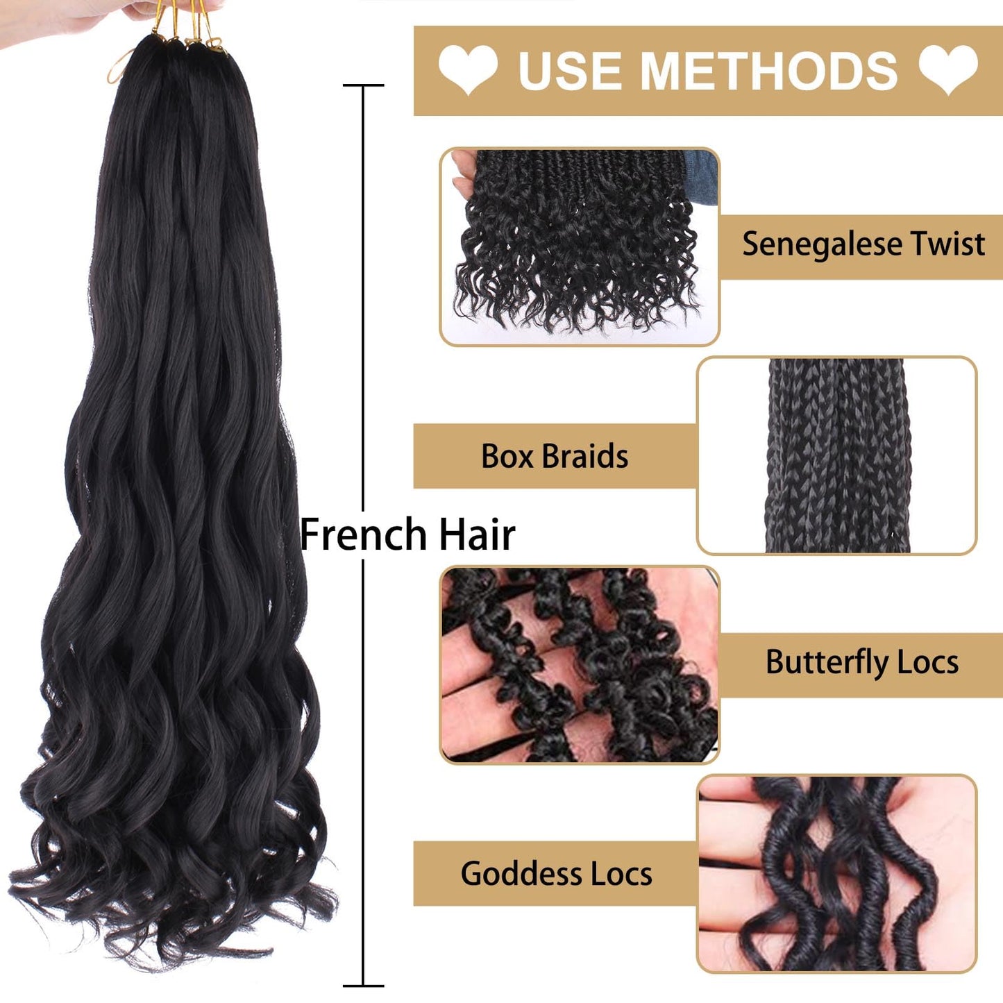9 Packs French Curl Braiding Hair 30 Inch French Curls Braids Hair Pre Stretched Bouncy Loose Wavy Braiding Hair Synthetic Crochet Braids Hair For Box Braids Hair Extension For Women（30 Inch，27#）