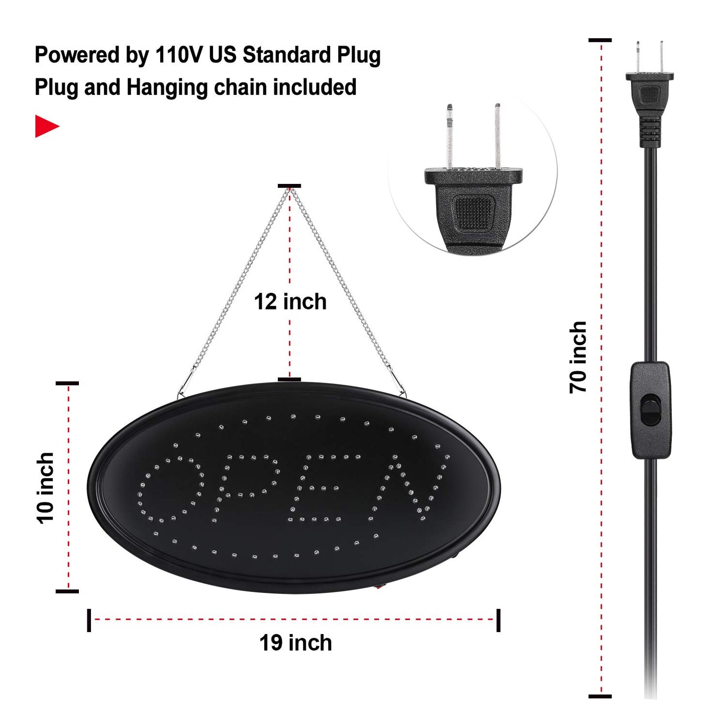 AGPTEK LED Open Sign 19x10inch LED Business Open Sign Advertisement Board Electric Display Sign, Two Modes Flashing & Steady Light, for Business, Walls, Window, Shop, bar
