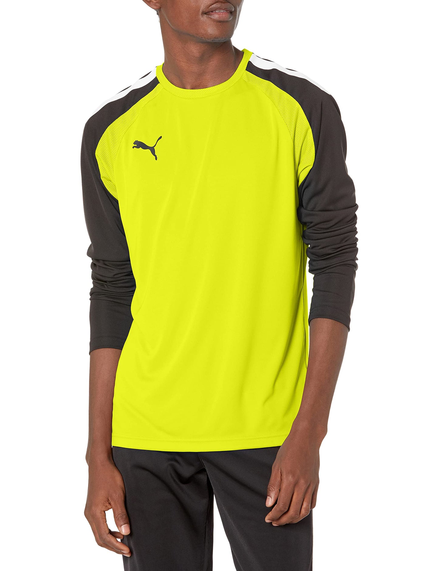 PUMA Men's Team Pacer Goalkeeper Long Sleeve Jersey, Fluorescent Yellow/Black/White, Large