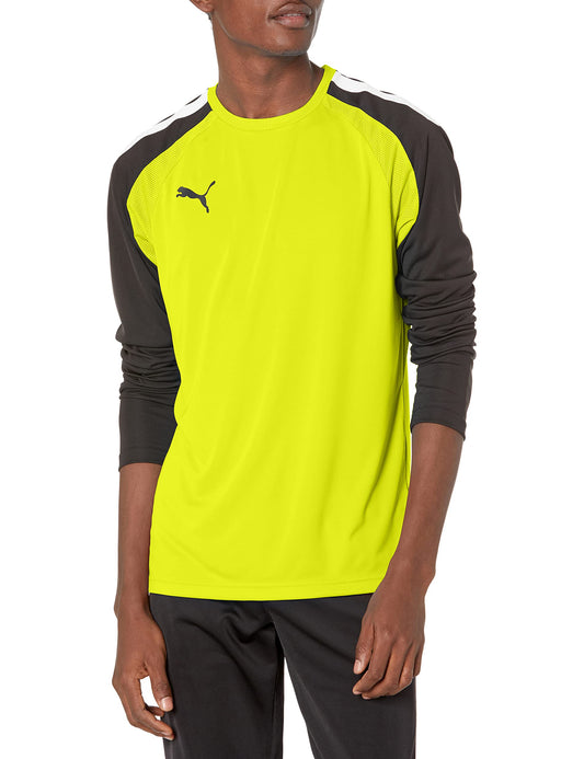 PUMA Men's Team Pacer Goalkeeper Long Sleeve Jersey, Fluorescent Yellow/Black/White, Large
