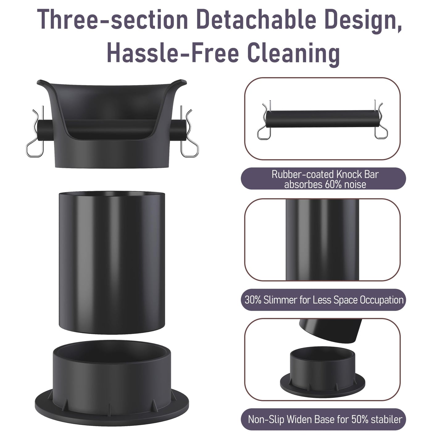 4L Knock Box Espresso, Knock Box for Grounds, Coffee Puck Dump Bin with Barista Towel, Brush and Trash Bags for Espresso Machine Cleaning, Coffee Bar Accessory for Cafes Breakroom